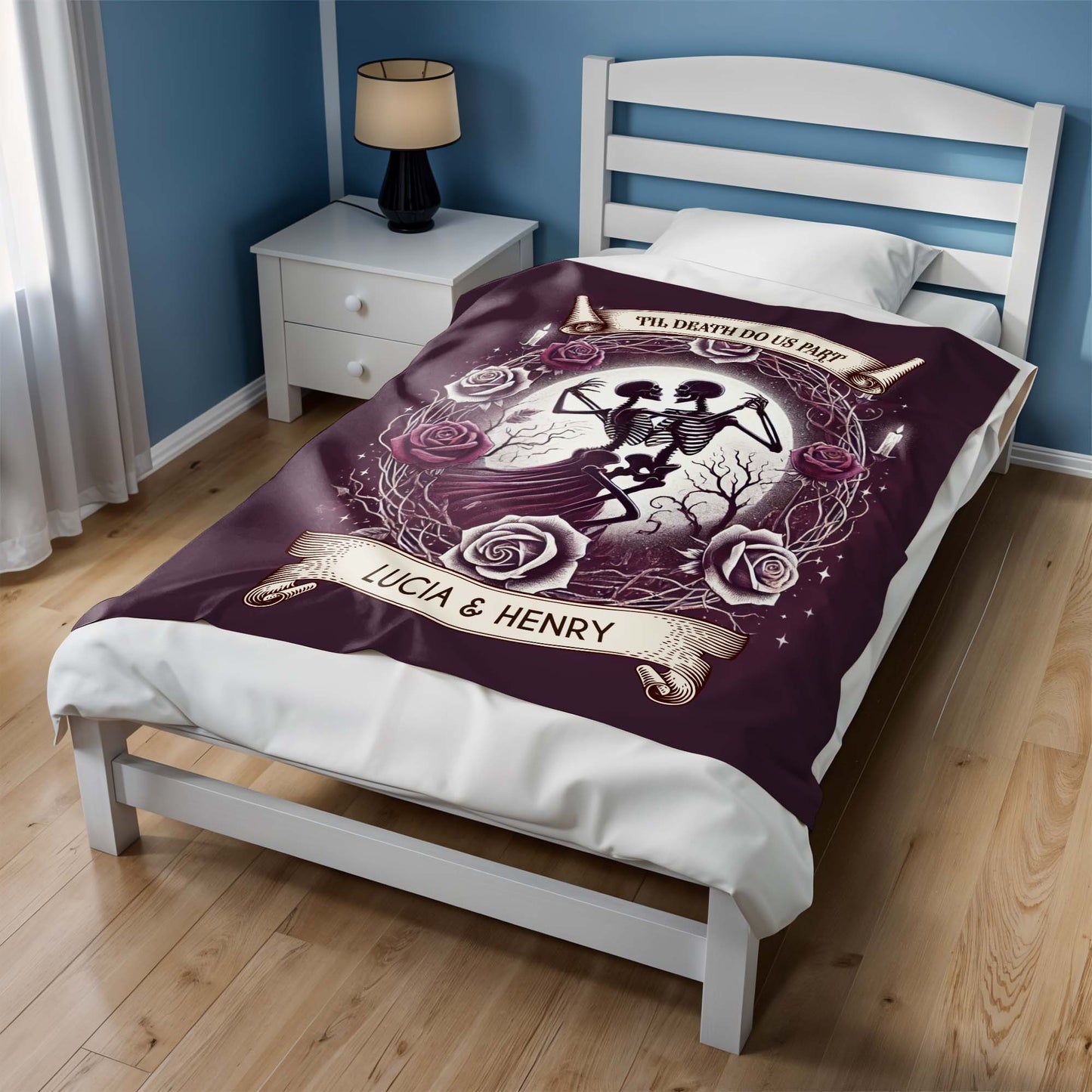 'Til Death Do Us Part' Skeletons And Roses Blanket