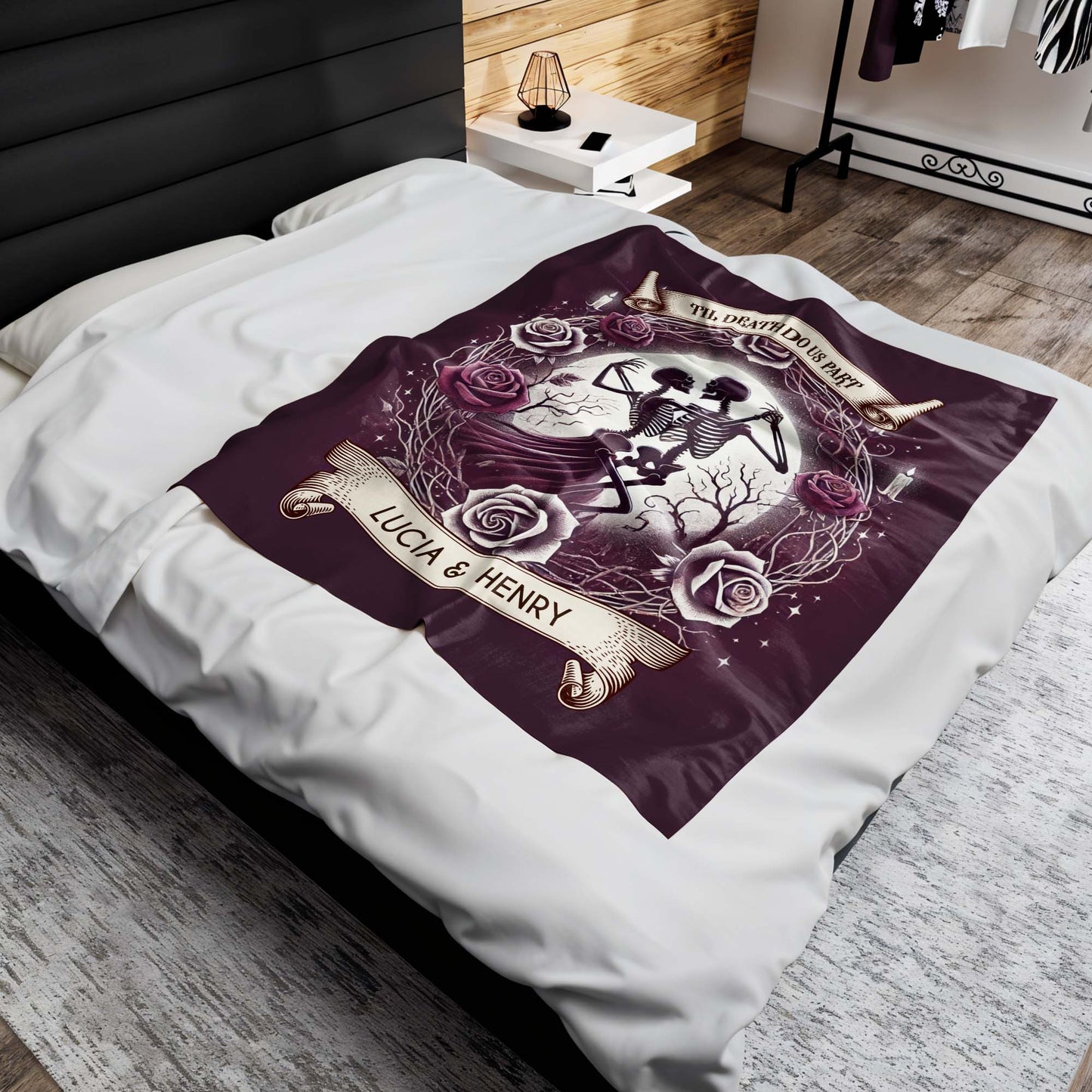 'Til Death Do Us Part' Skeletons And Roses Blanket