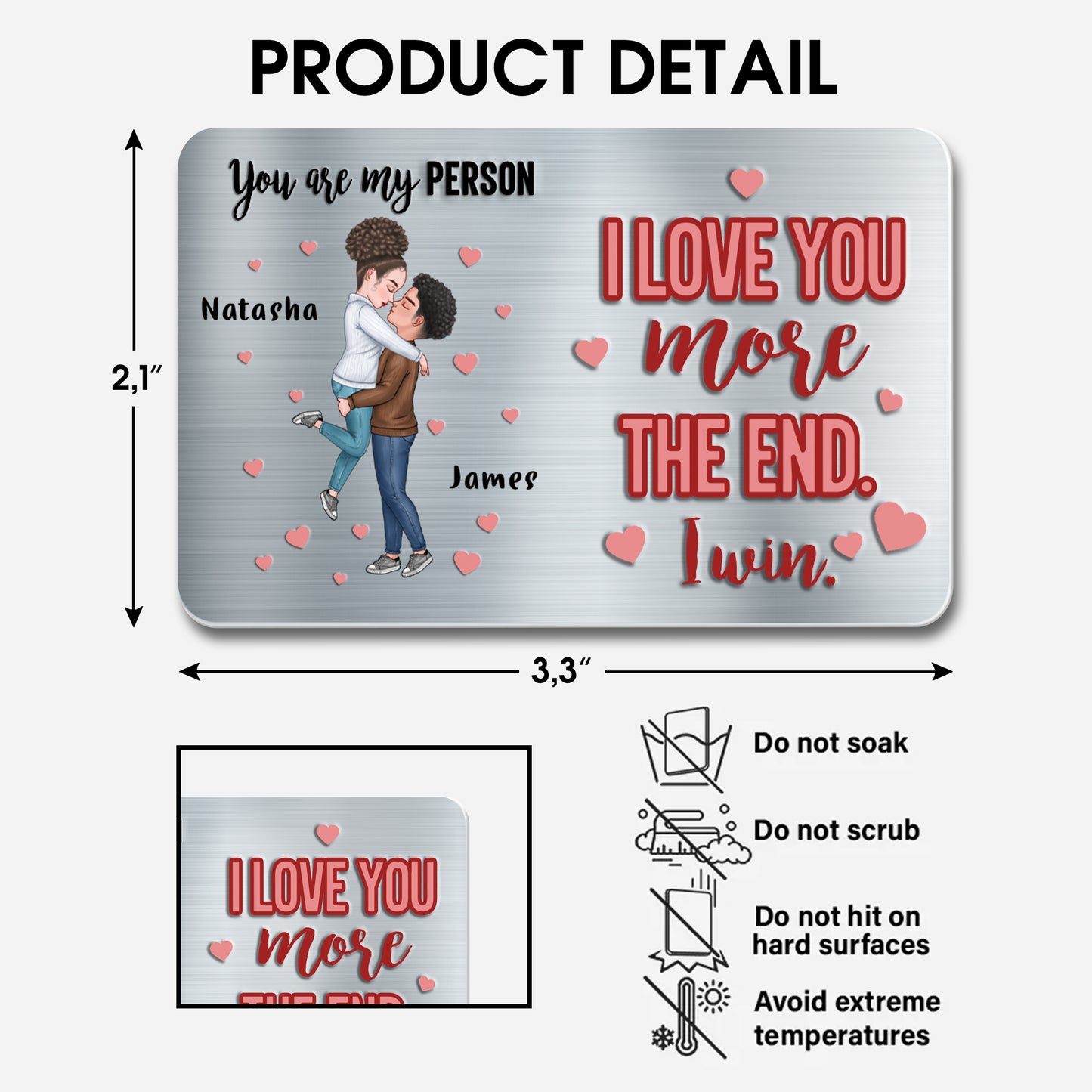 I Love You More The End Romantic Couple Design - Personalized Aluminum Wallet Card - CPL251_ALCA