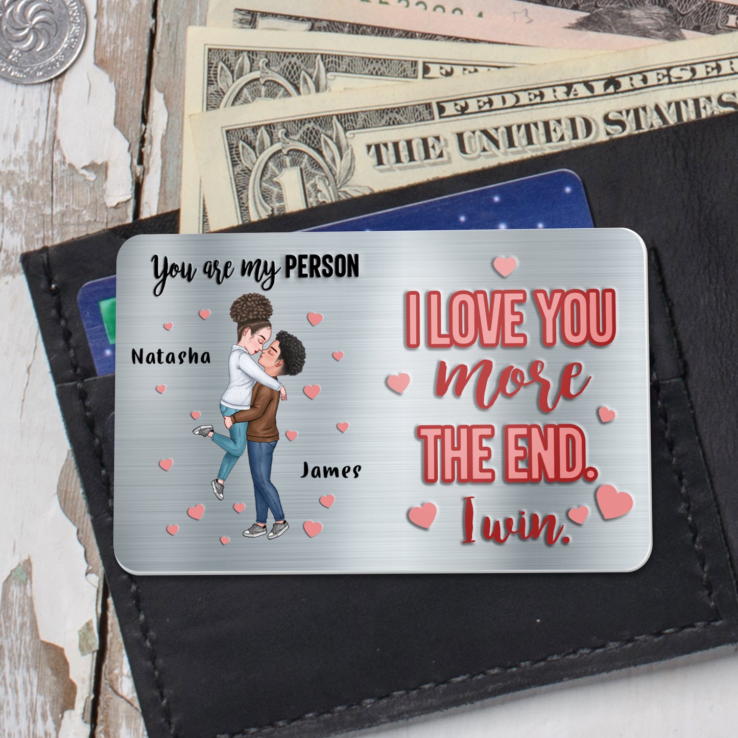 I Love You More The End Romantic Couple Design - Personalized Aluminum Wallet Card - CPL251_ALCA