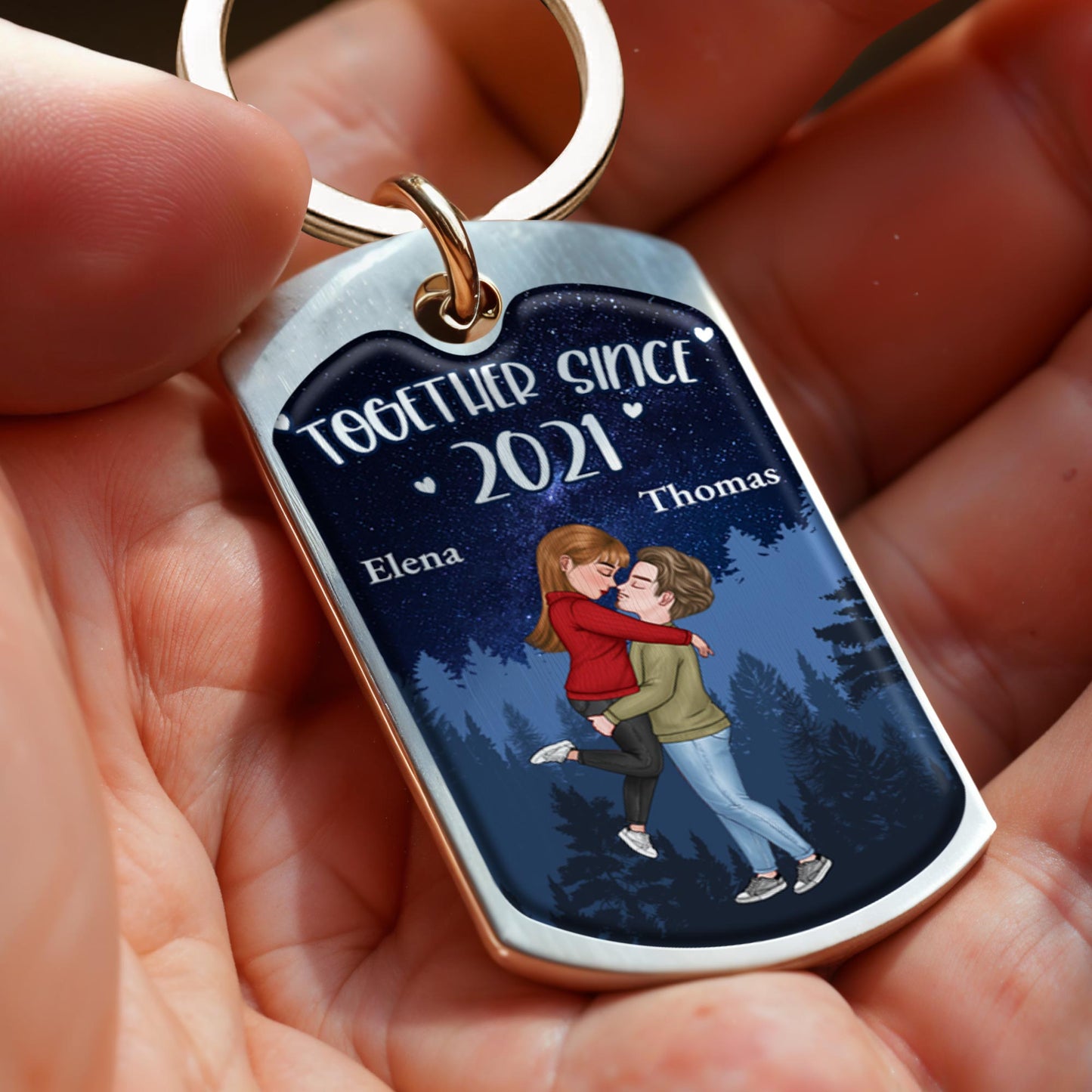 Together Since, Night Forest Starry Sky, Couple Embracing