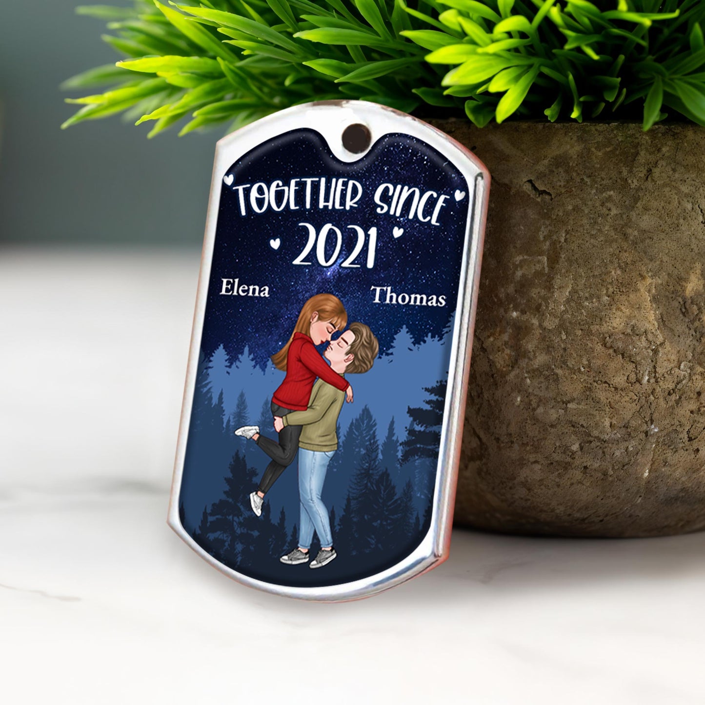 Together Since, Night Forest Starry Sky, Couple Embracing