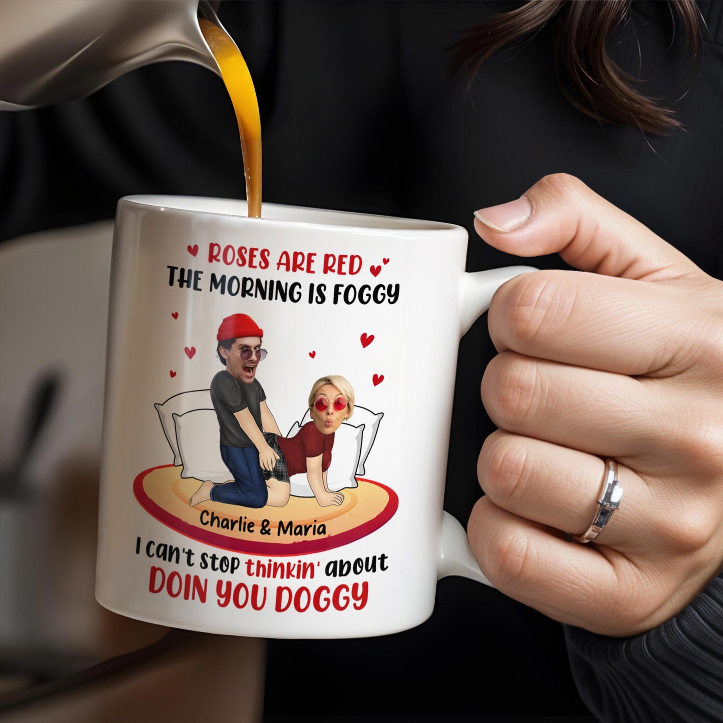 Roses Are Red Morning Foggy Love Quote With Cartoon Couple