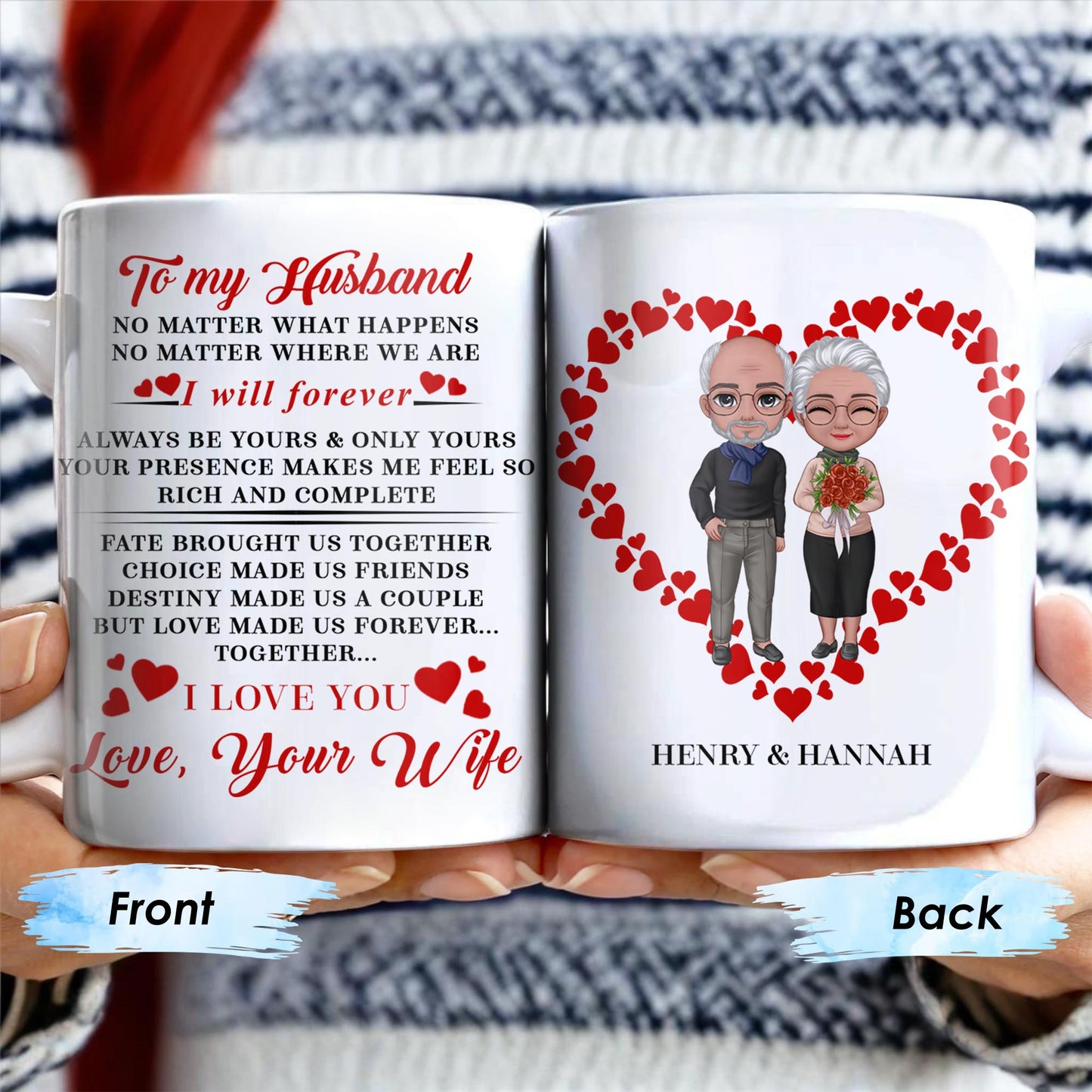 To My Husband Forever Love Message With Hearts And Couple