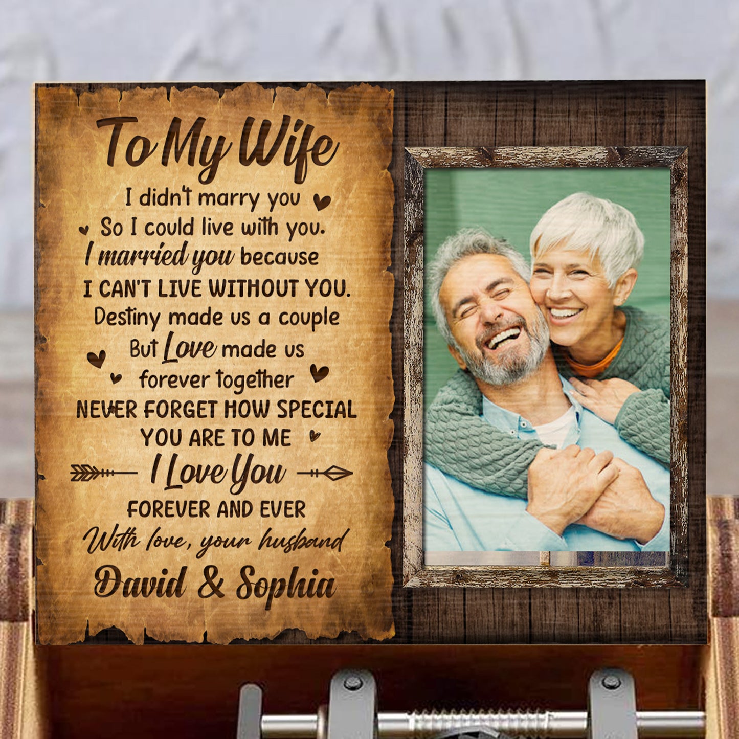 I Married You Because I Cannot Live Without You Heart Photo Frame - Custom Music Box With "You Are My Sunshine" Tune - CPL270_MZB
