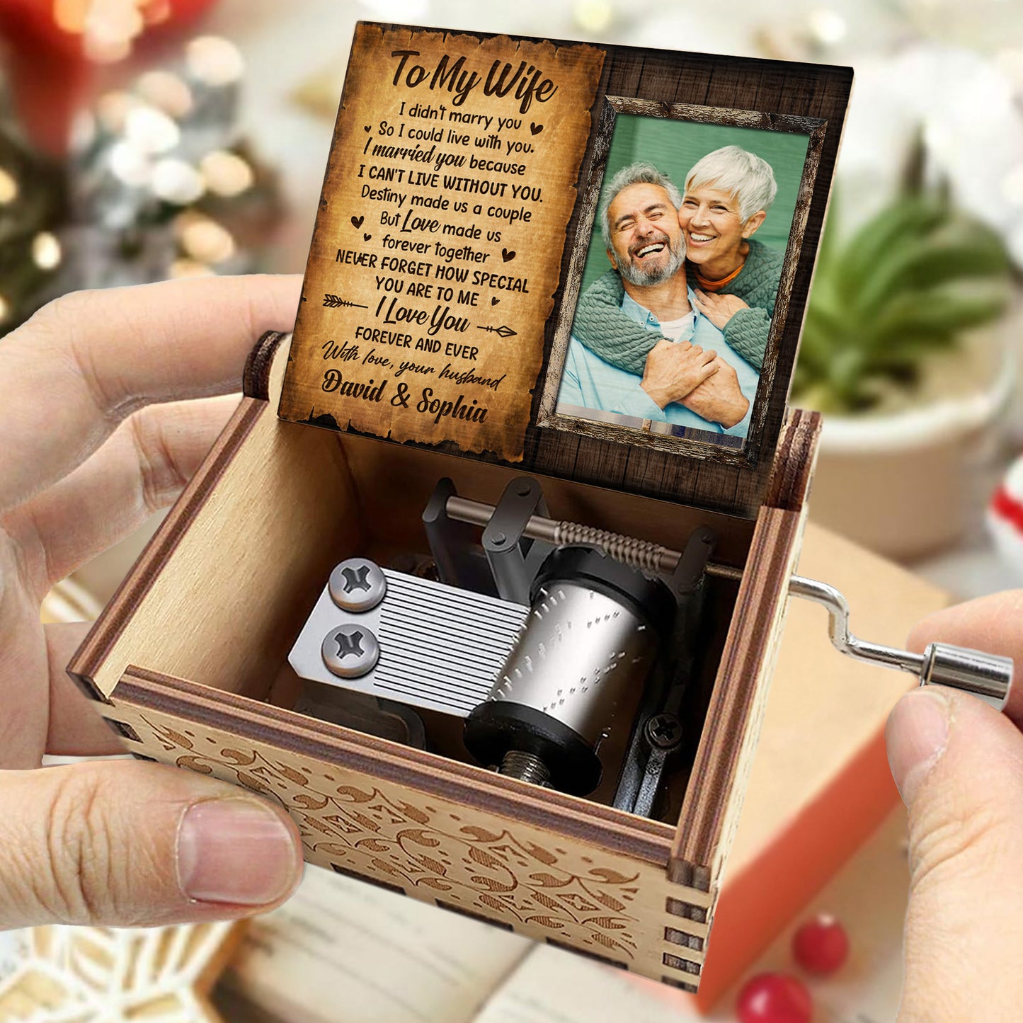 I Married You Because I Cannot Live Without You Heart Photo Frame - Custom Music Box With "You Are My Sunshine" Tune - CPL270_MZB