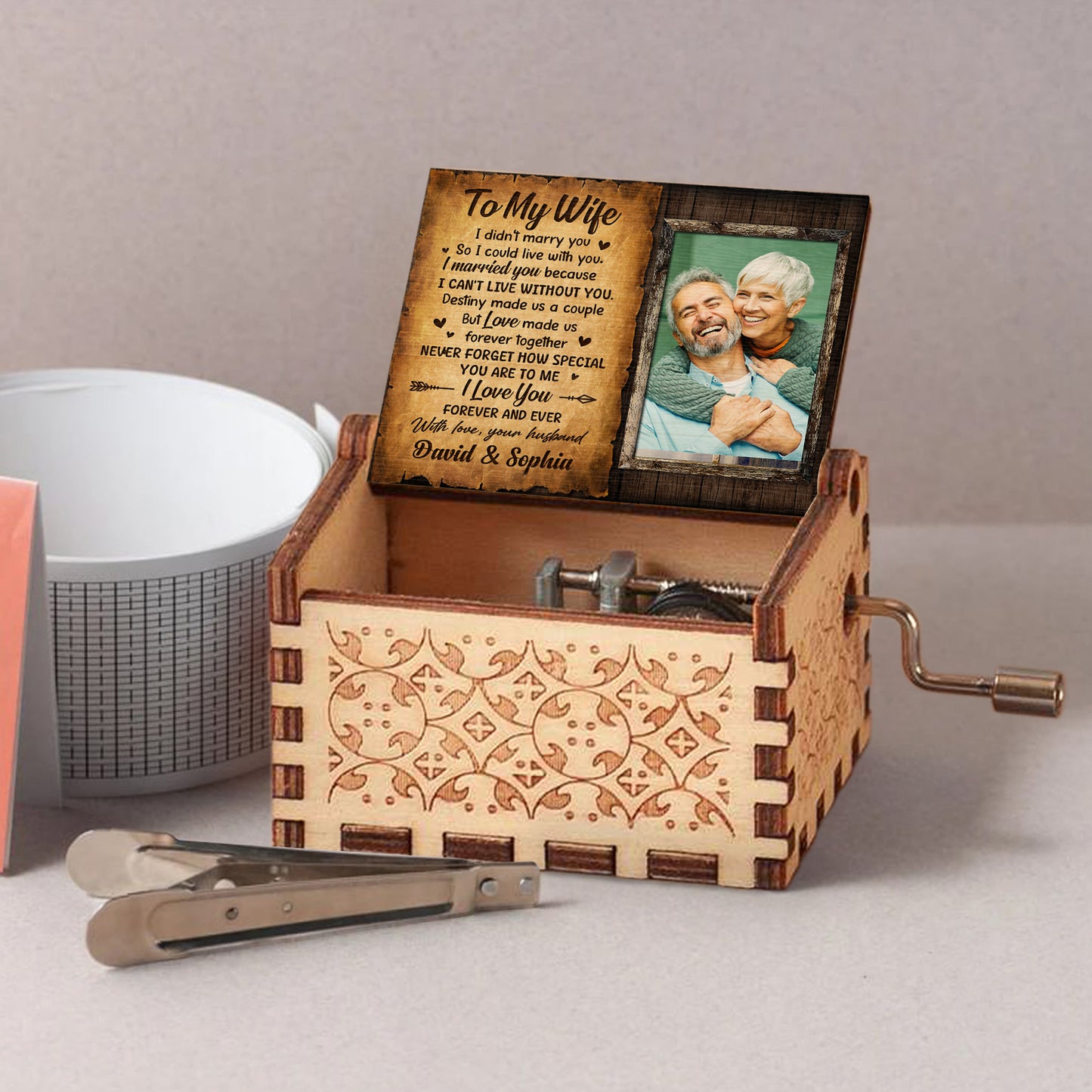 I Married You Because I Cannot Live Without You Heart Photo Frame - Custom Music Box With "You Are My Sunshine" Tune - CPL270_MZB