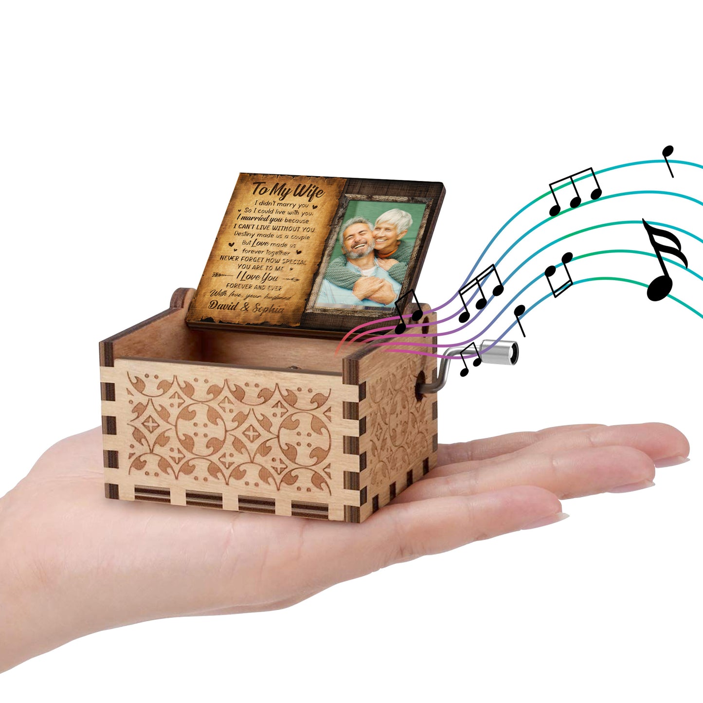 I Married You Because I Cannot Live Without You Heart Photo Frame - Custom Music Box With "You Are My Sunshine" Tune - CPL270_MZB