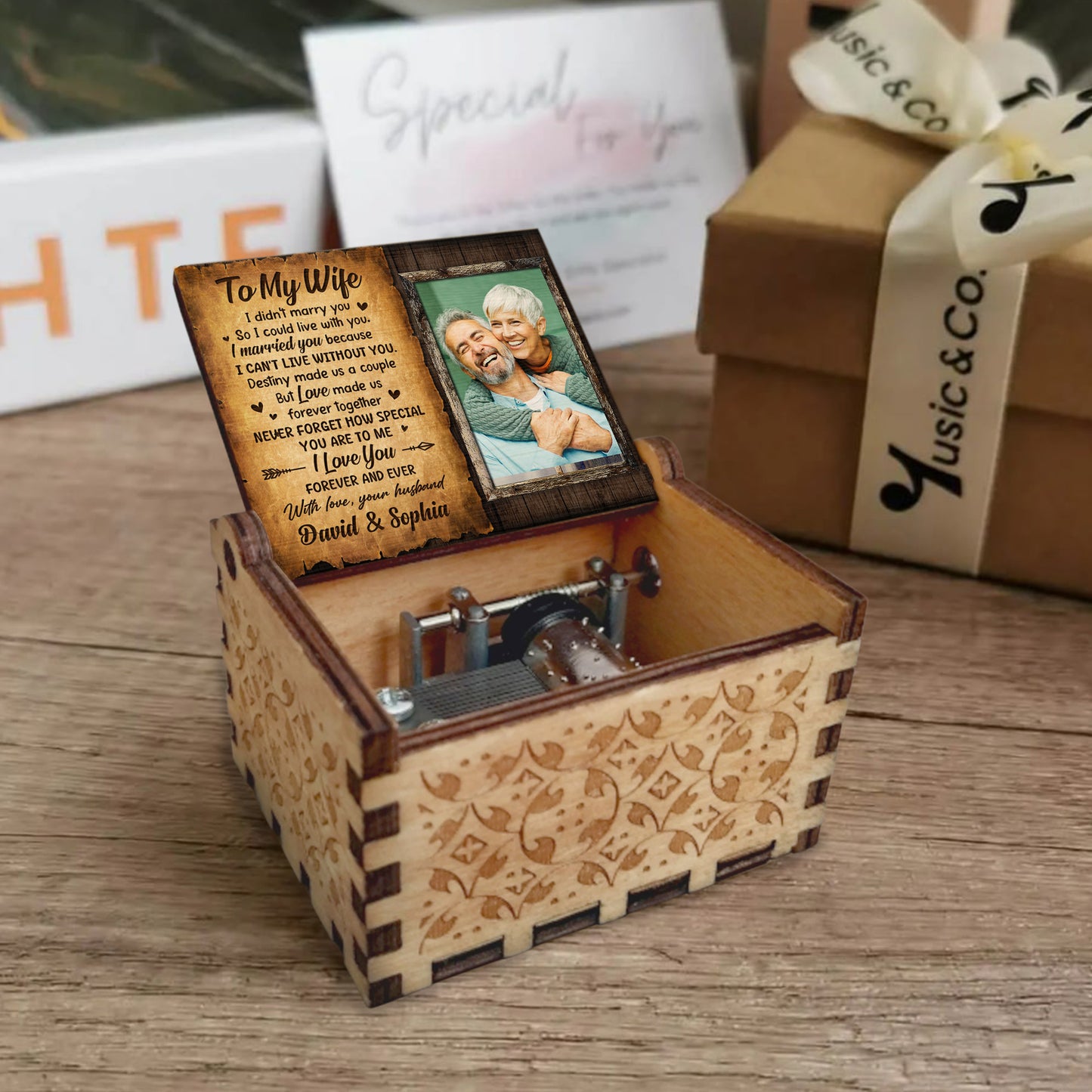 I Married You Because I Cannot Live Without You Heart Photo Frame - Custom Music Box With "You Are My Sunshine" Tune - CPL270_MZB