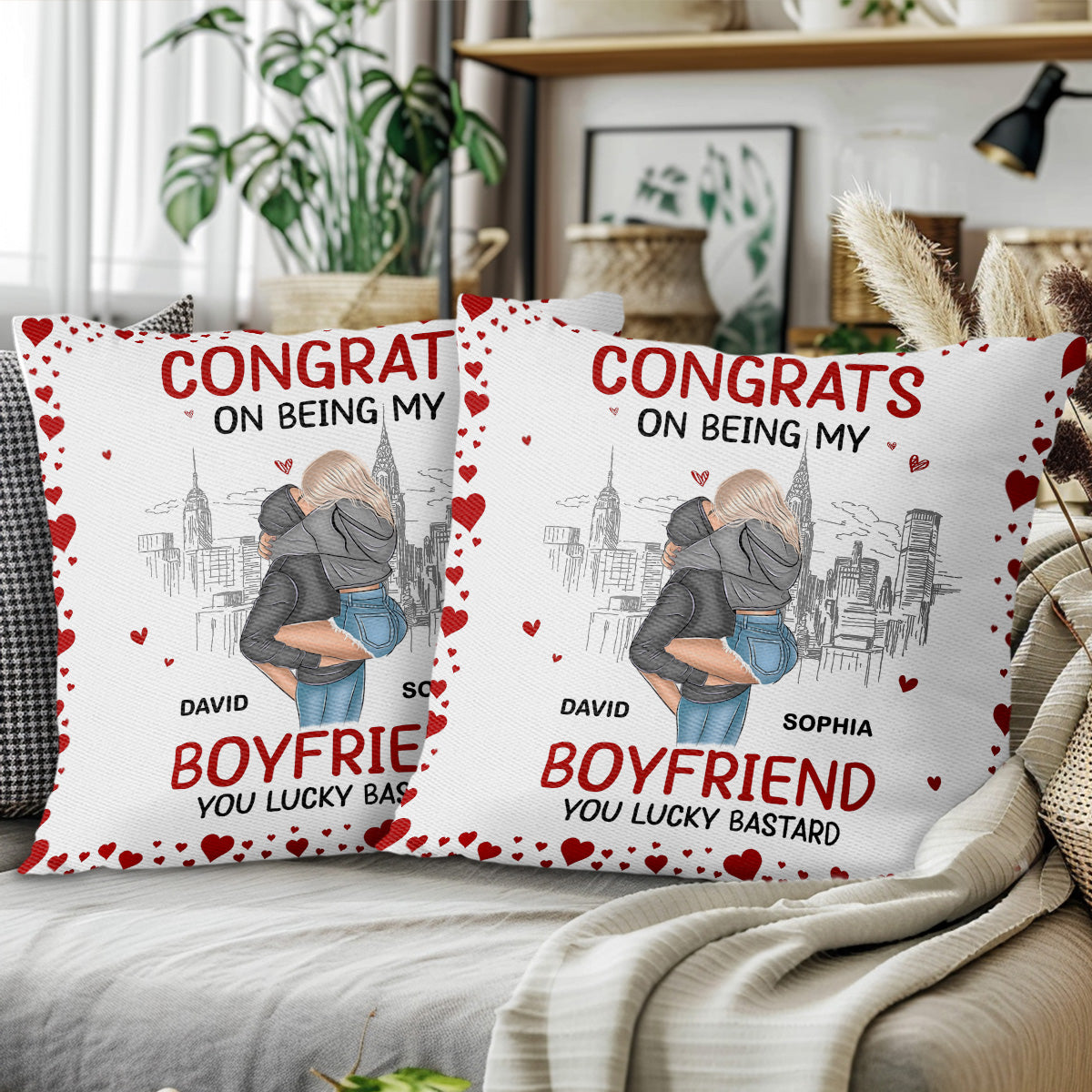 Congrats On Being My Boyfriend, Cityscape and Hearts Design
