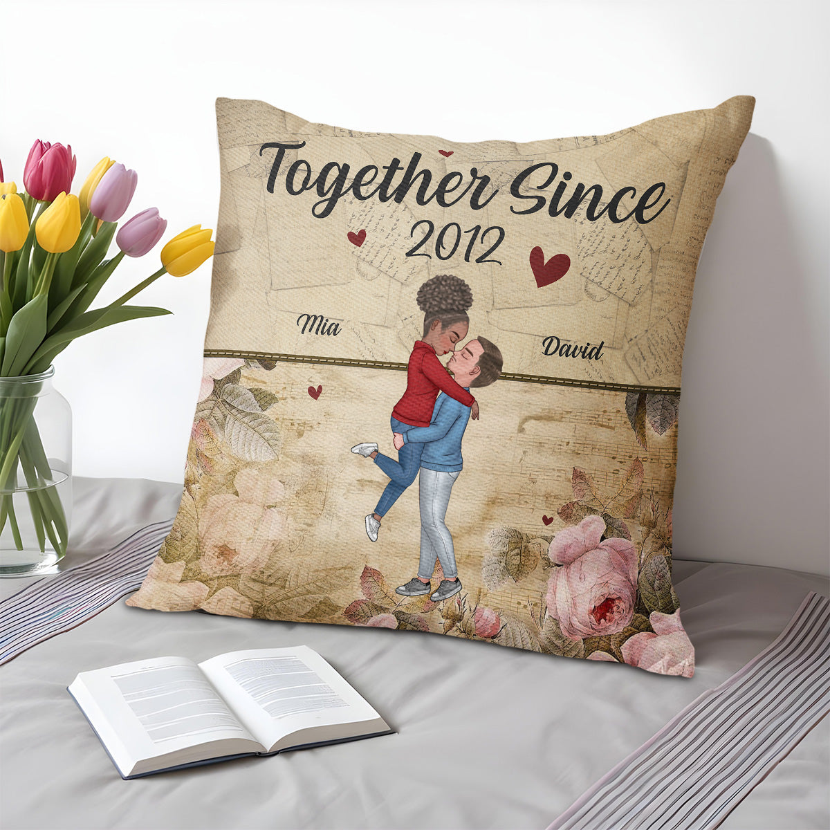 Together Since With Couple, Hearts, And Roses