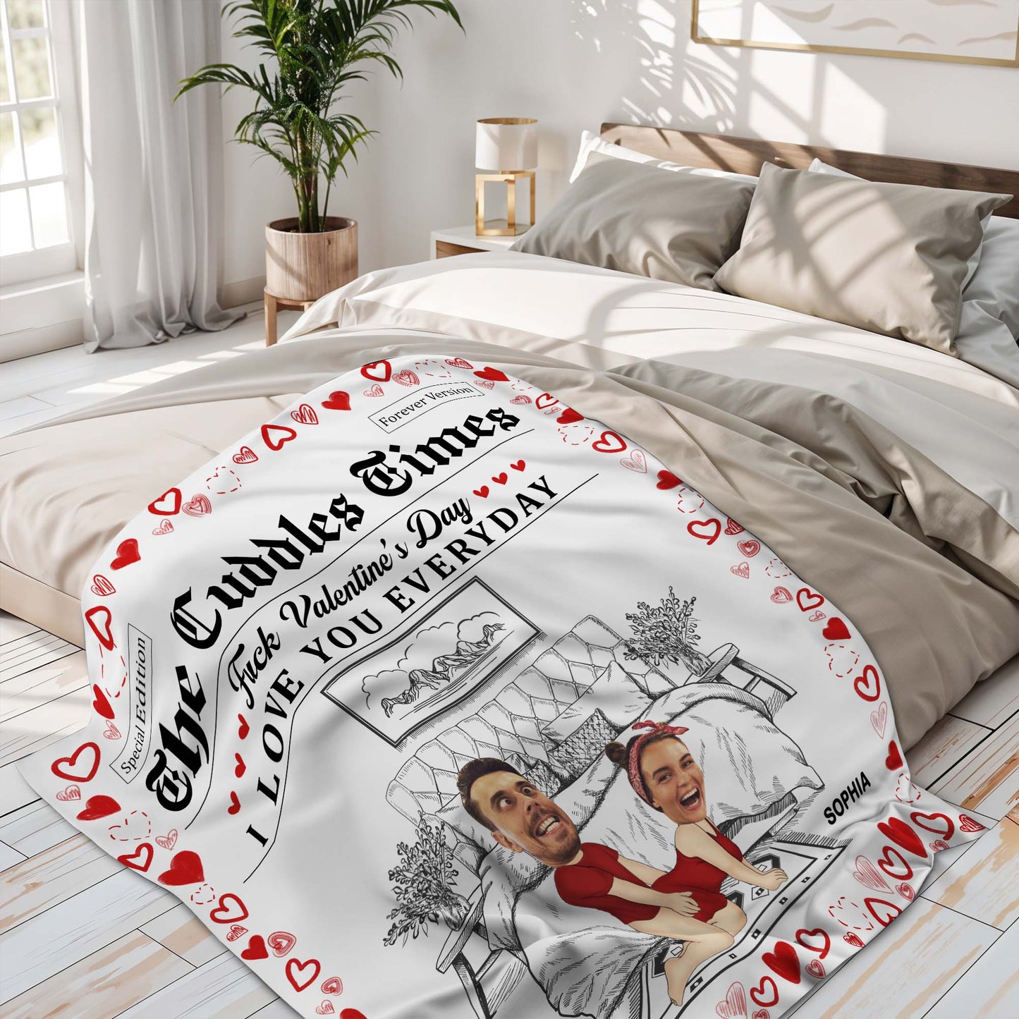 Embrace Love Everyday, Not Just Valentine's Day Hearts and Couple Design