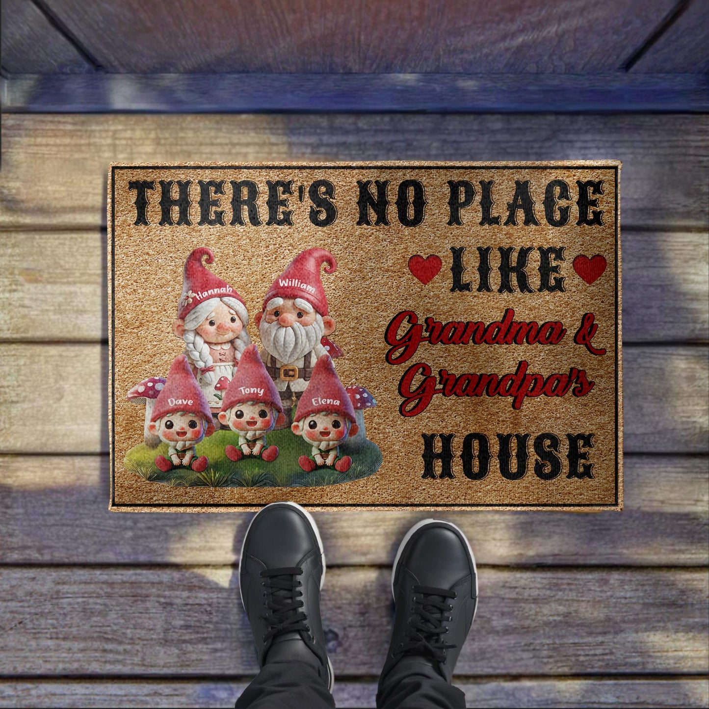 There's No Place Like Grandma and Grandpa's House Gnomes Door Mat