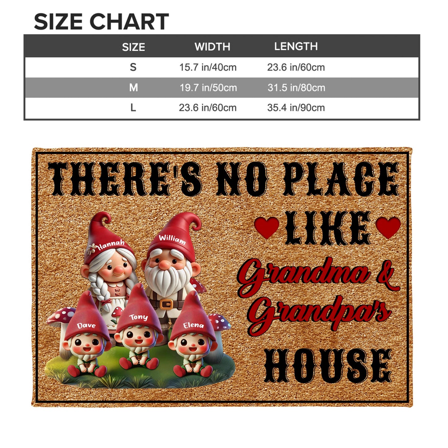 There's No Place Like Grandma and Grandpa's House Gnomes Door Mat