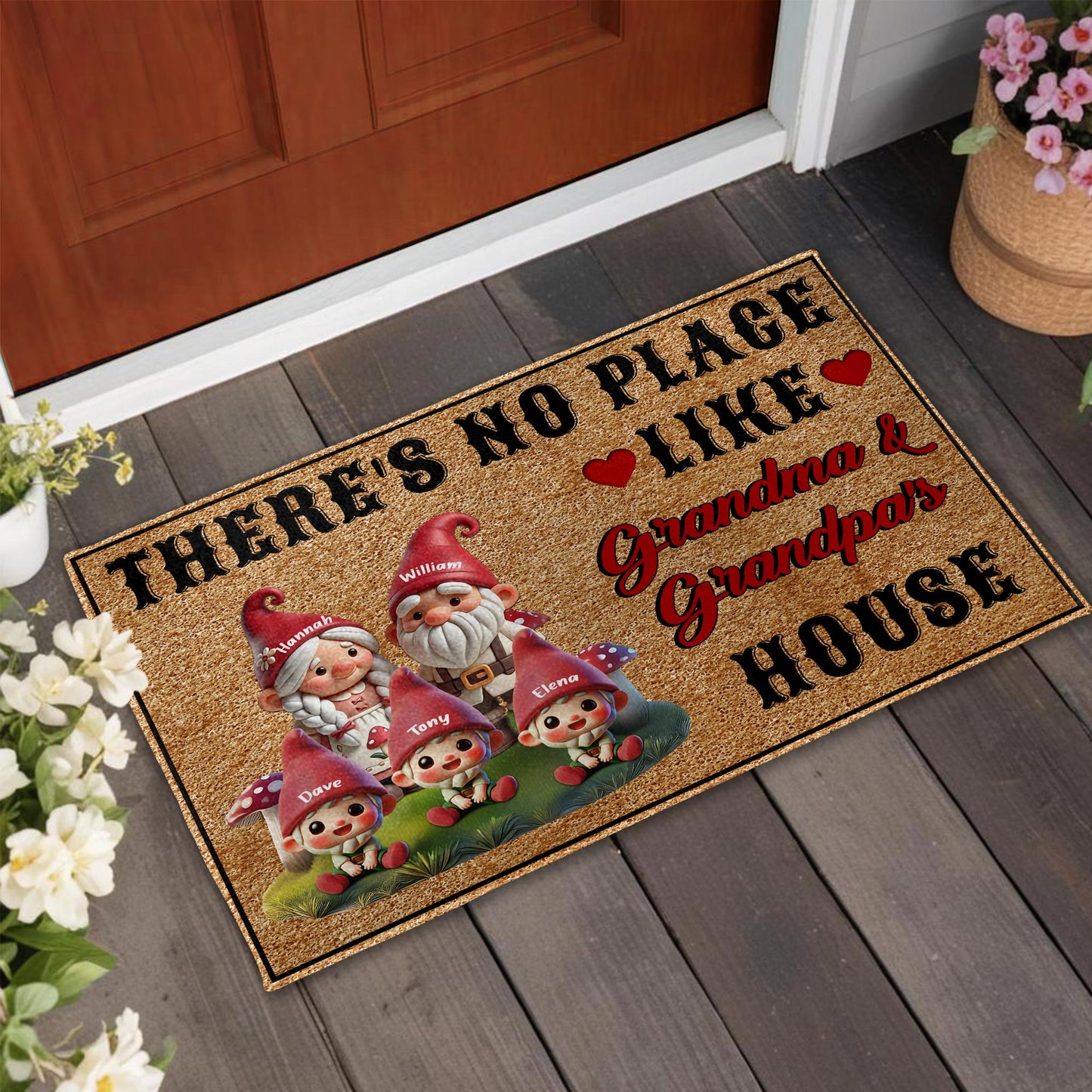 There's No Place Like Grandma and Grandpa's House Gnomes Door Mat