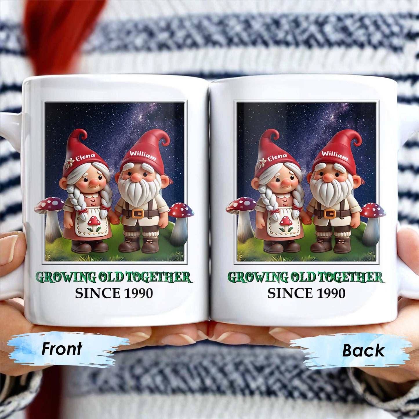Gnome Couple Growing Old Together Personalized Mug
