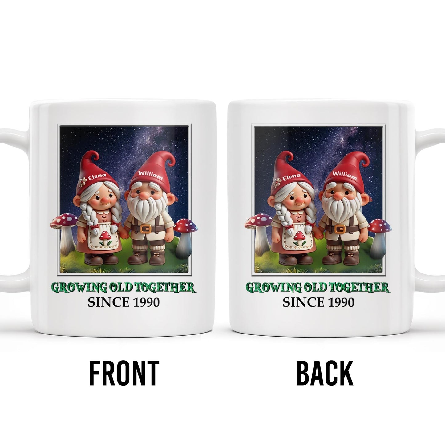 Gnome Couple Growing Old Together Personalized Mug