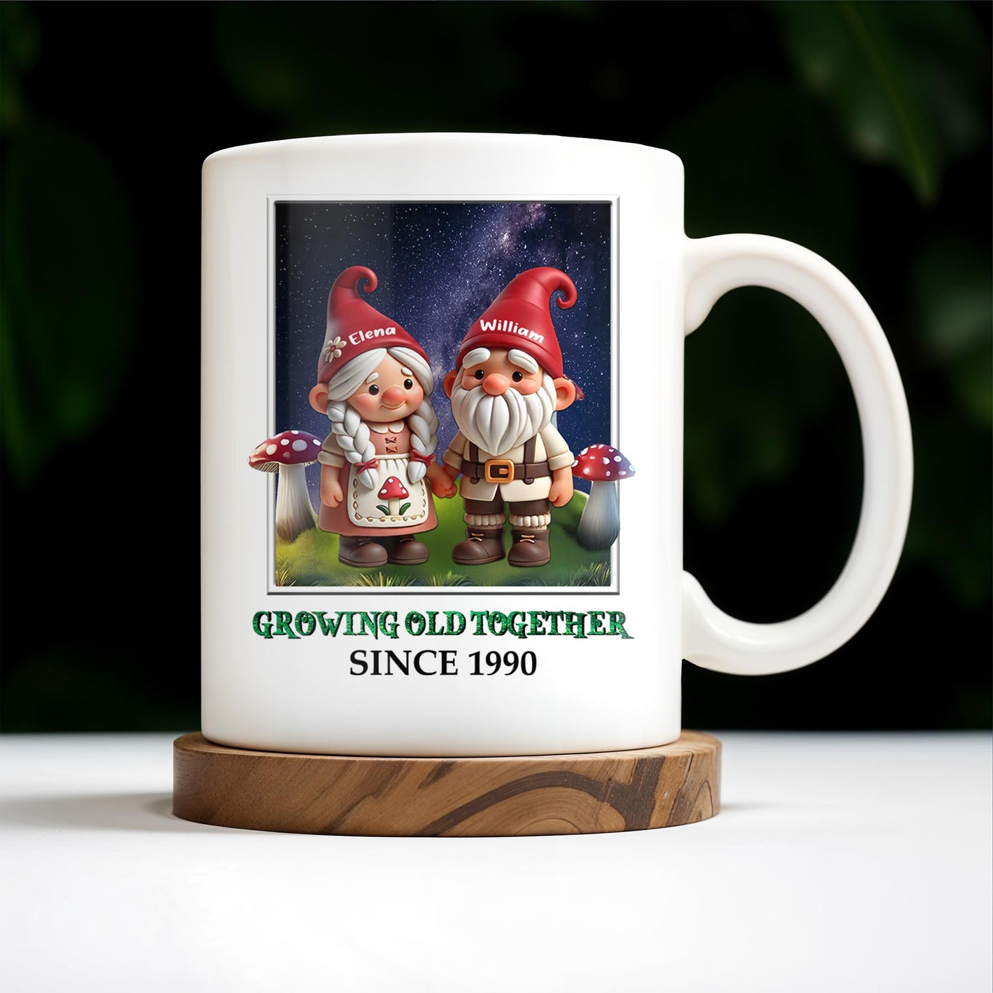 Gnome Couple Growing Old Together Personalized Mug