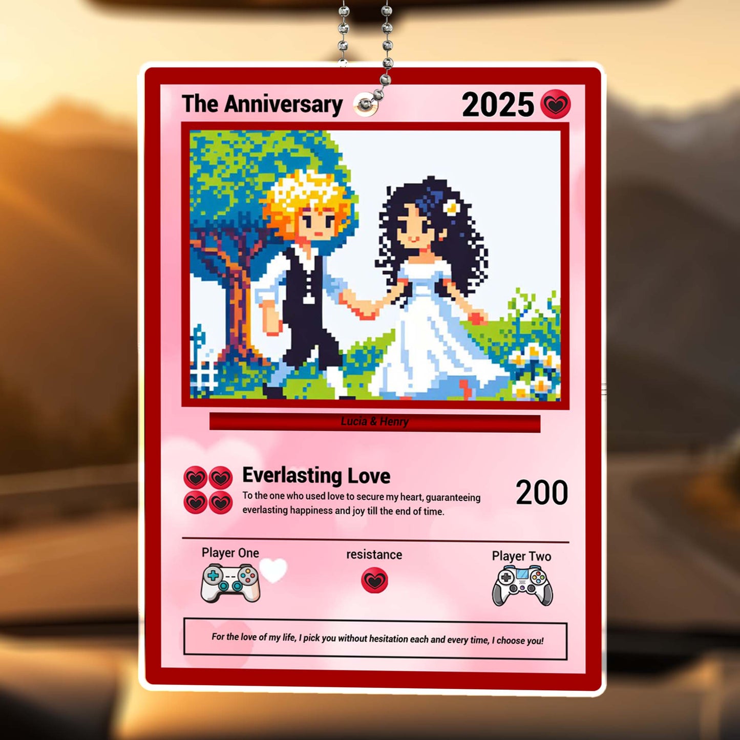 Everlasting Love Pixel Art Wedding Couple Ornament