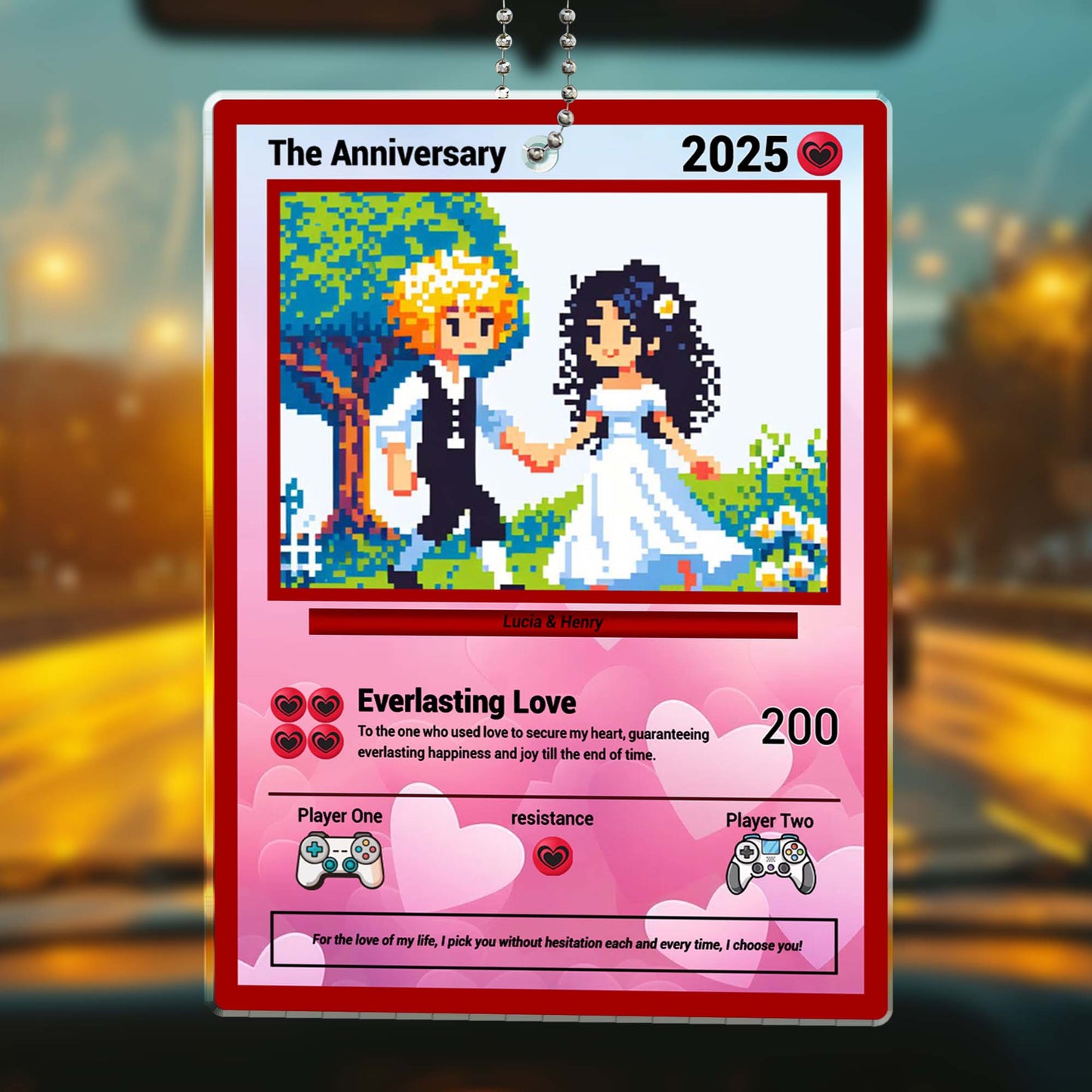 Everlasting Love Pixel Art Wedding Couple Ornament