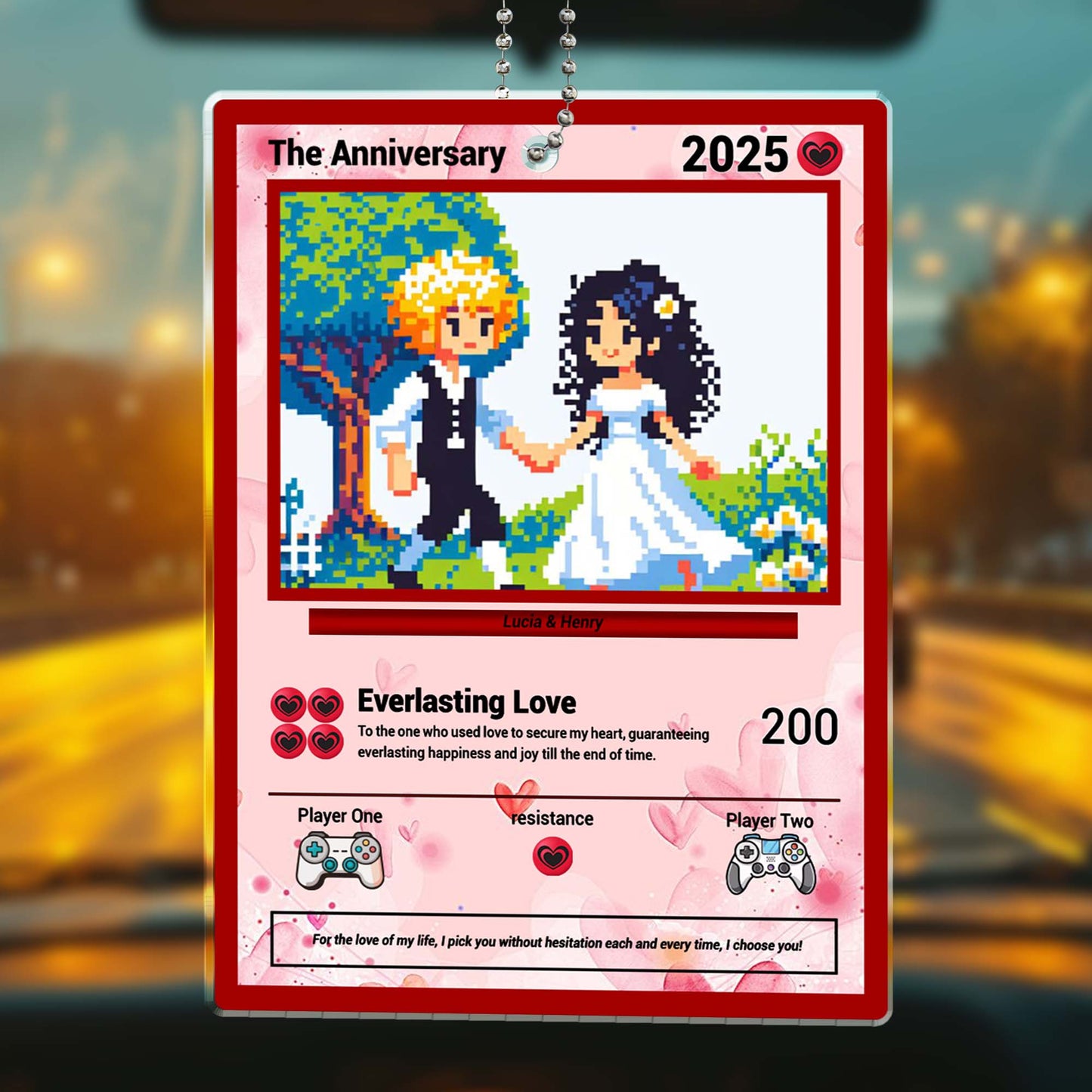 Everlasting Love Pixel Art Wedding Couple Ornament