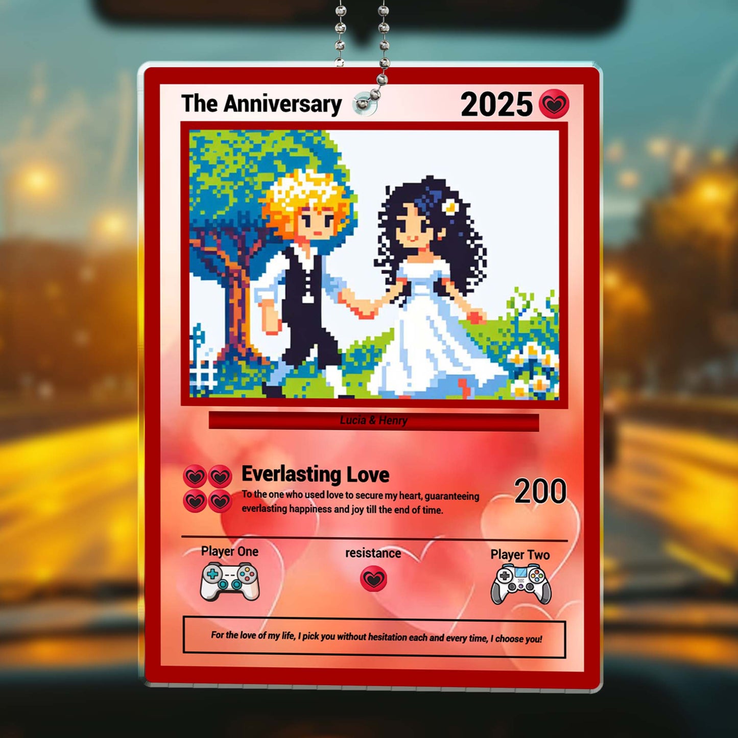 Everlasting Love Pixel Art Wedding Couple Ornament