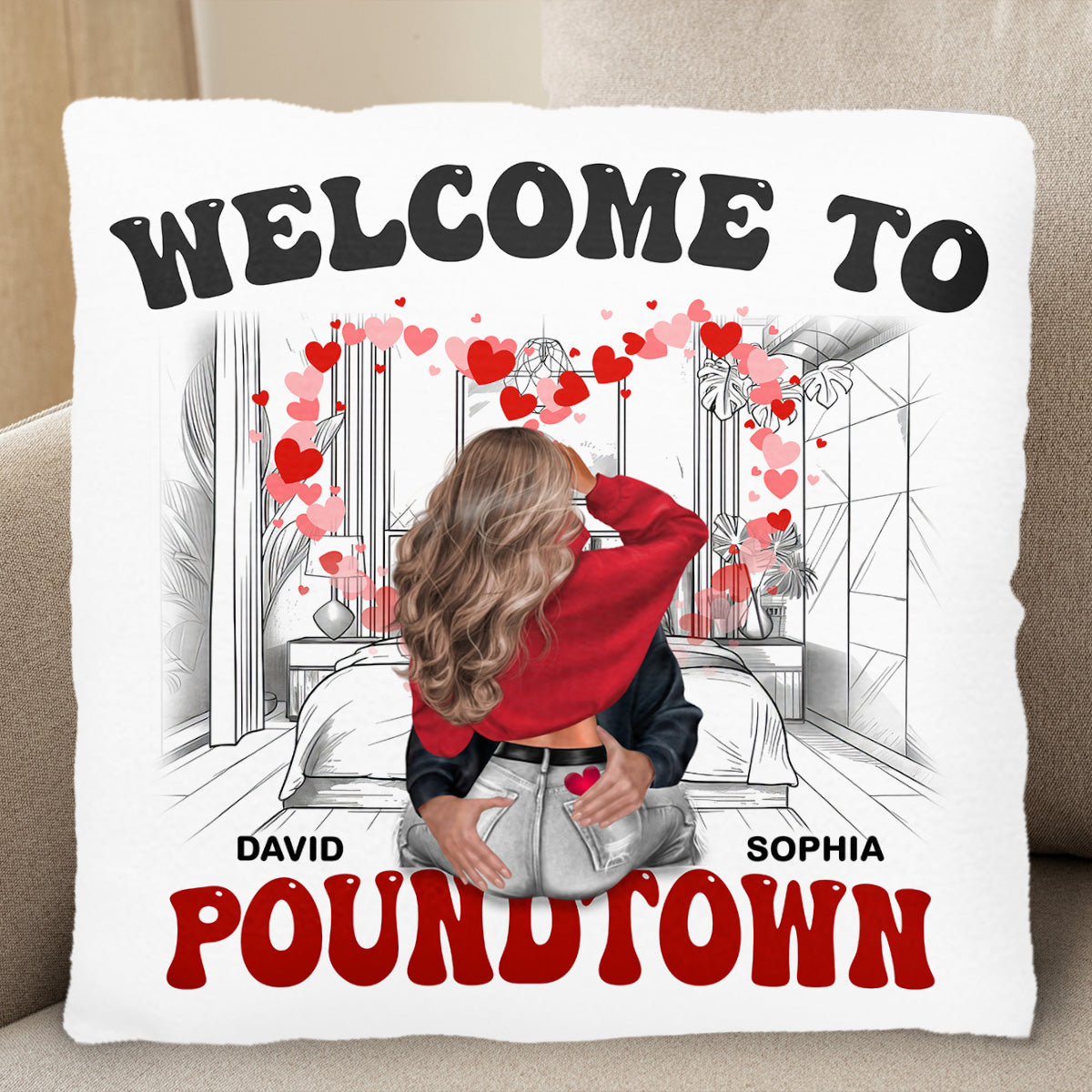 Welcome To Love Town, A Romantic Personalized Pillow