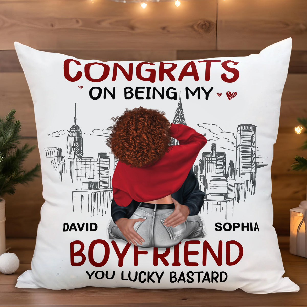 Congrats On Being My Boyfriend, Cityscape Embrace Pillow