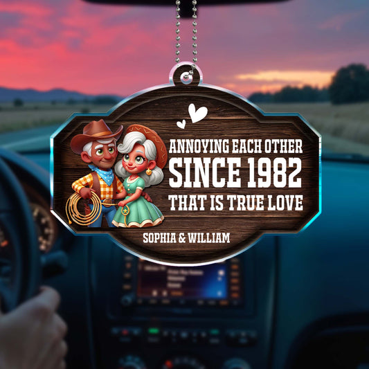 Ornement de couple « True Love » personnalisé en acrylique, à suspendre dans une voiture – CPL309_ACA