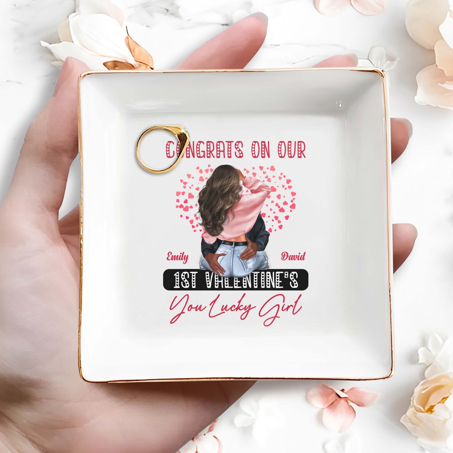 Congrats On Our 1st Valentine's You Lucky Girl With Hearts