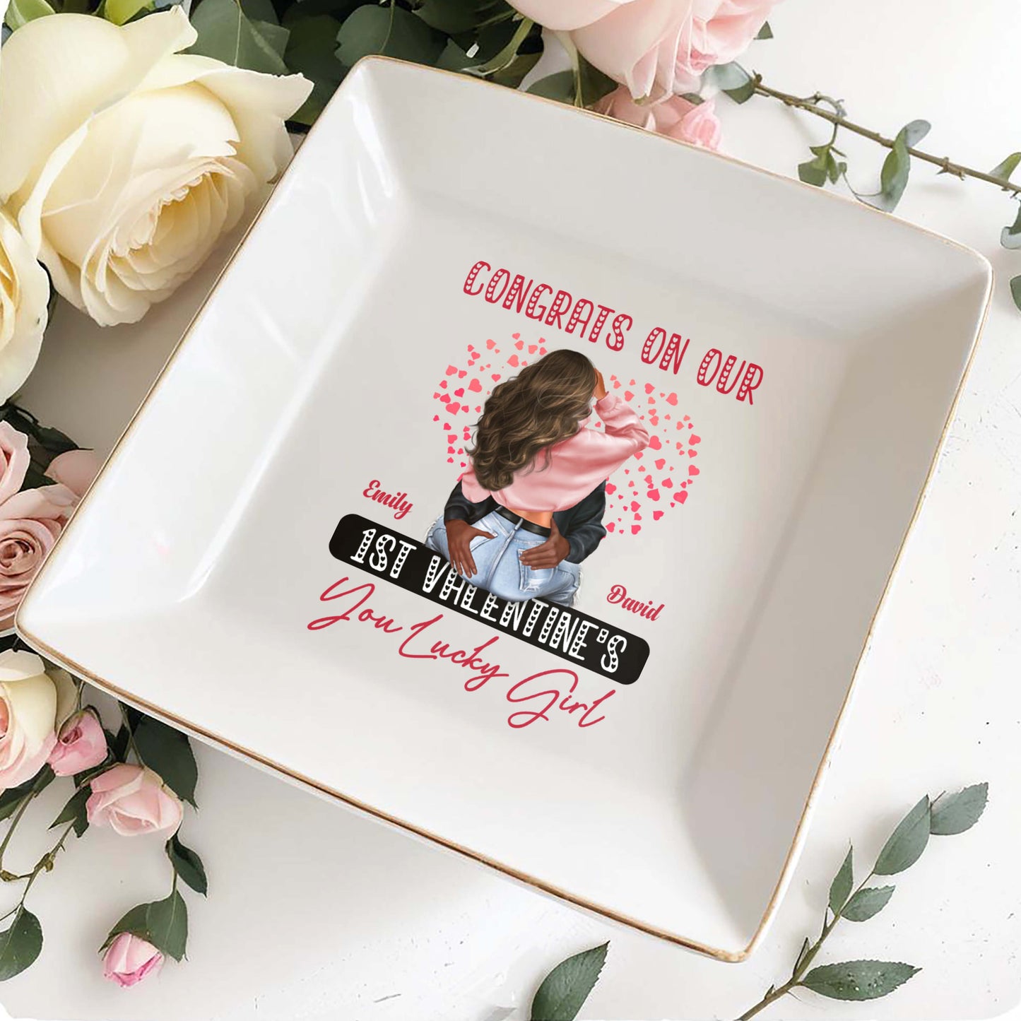 Congrats On Our 1st Valentine's You Lucky Girl With Hearts