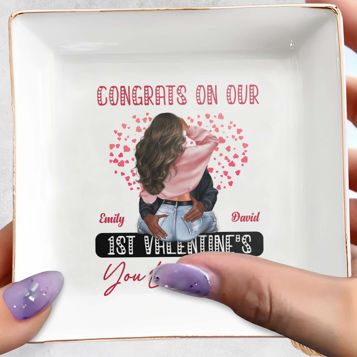 Congrats On Our 1st Valentine's You Lucky Girl With Hearts
