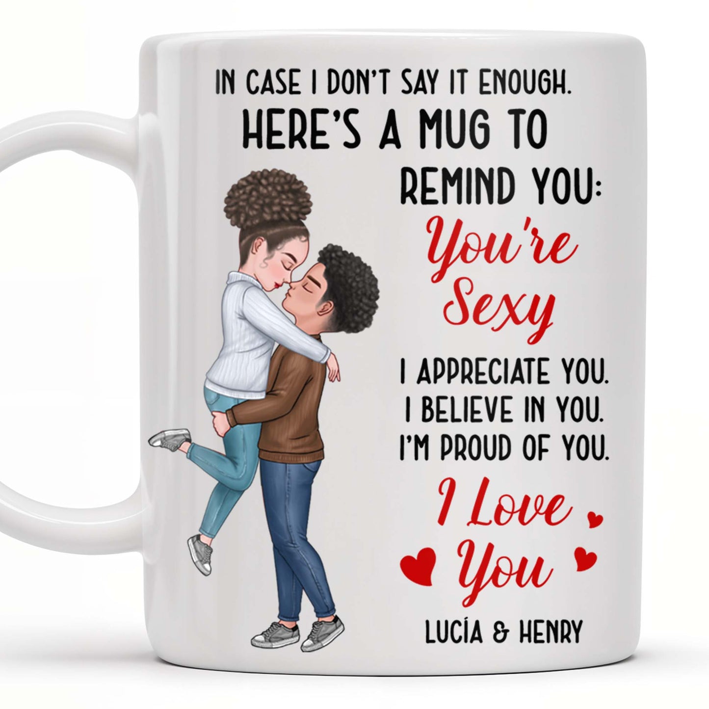 Romantic Couple Hugging Reminder I Love You Mug
