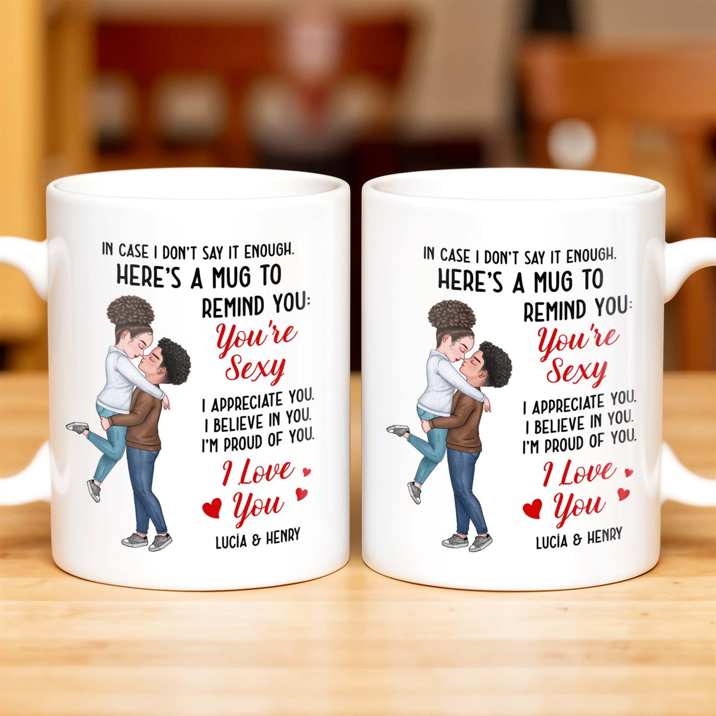 Romantic Couple Hugging Reminder I Love You Mug