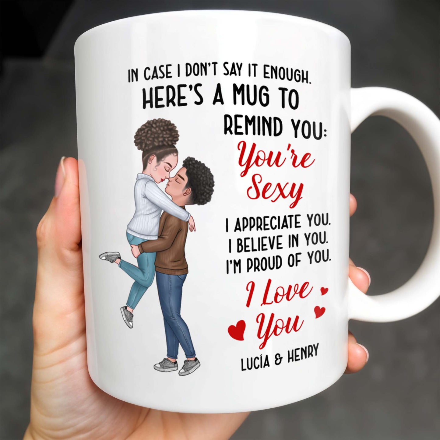 Romantic Couple Hugging Reminder I Love You Mug