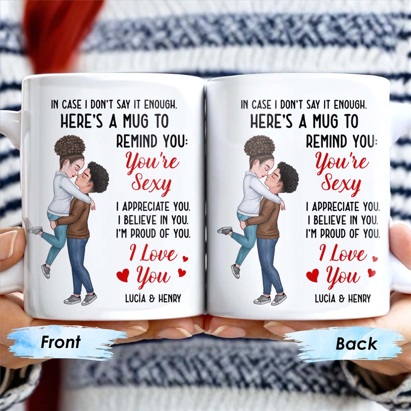 Romantic Couple Hugging Reminder I Love You Mug