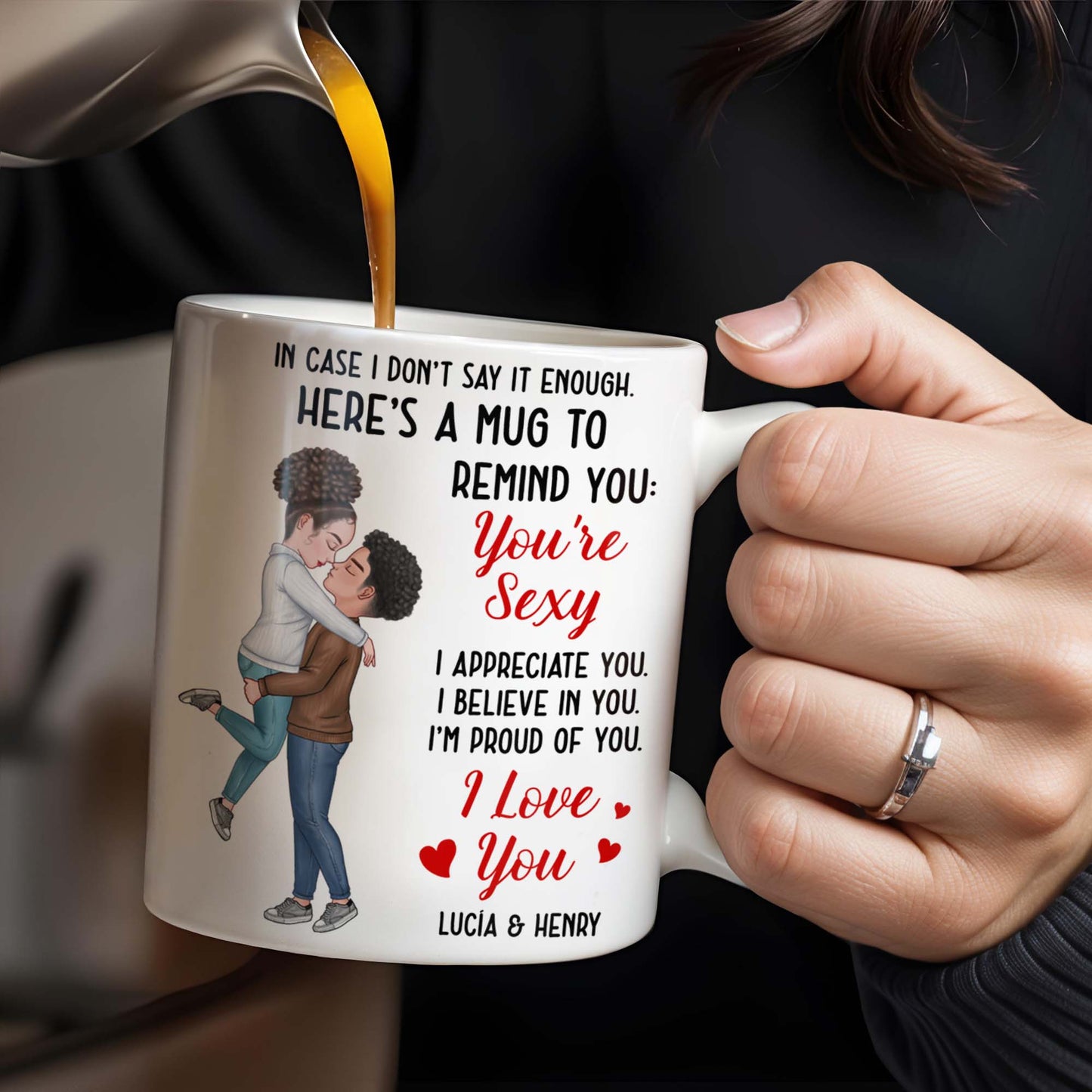 Romantic Couple Hugging Reminder I Love You Mug
