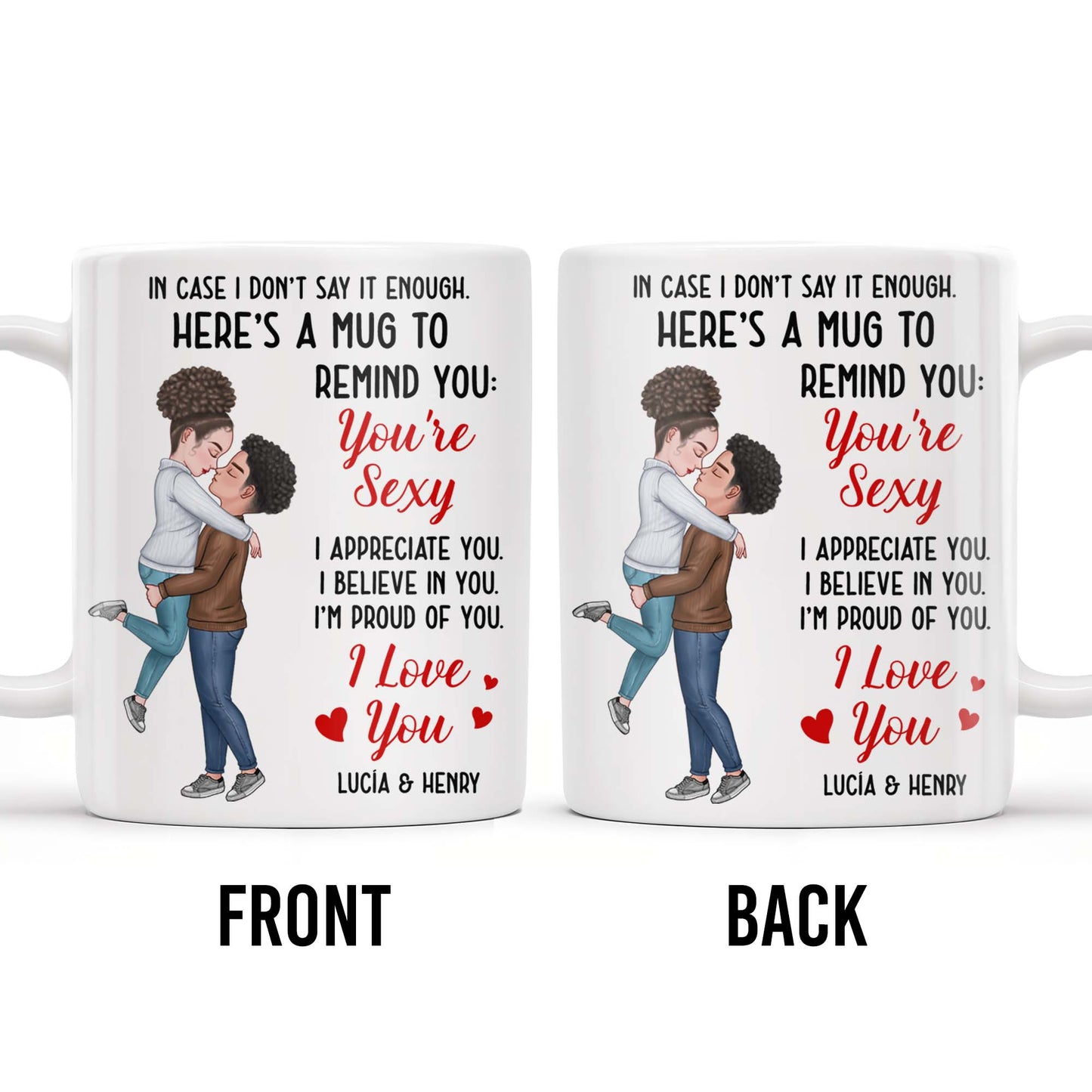 Romantic Couple Hugging Reminder I Love You Mug