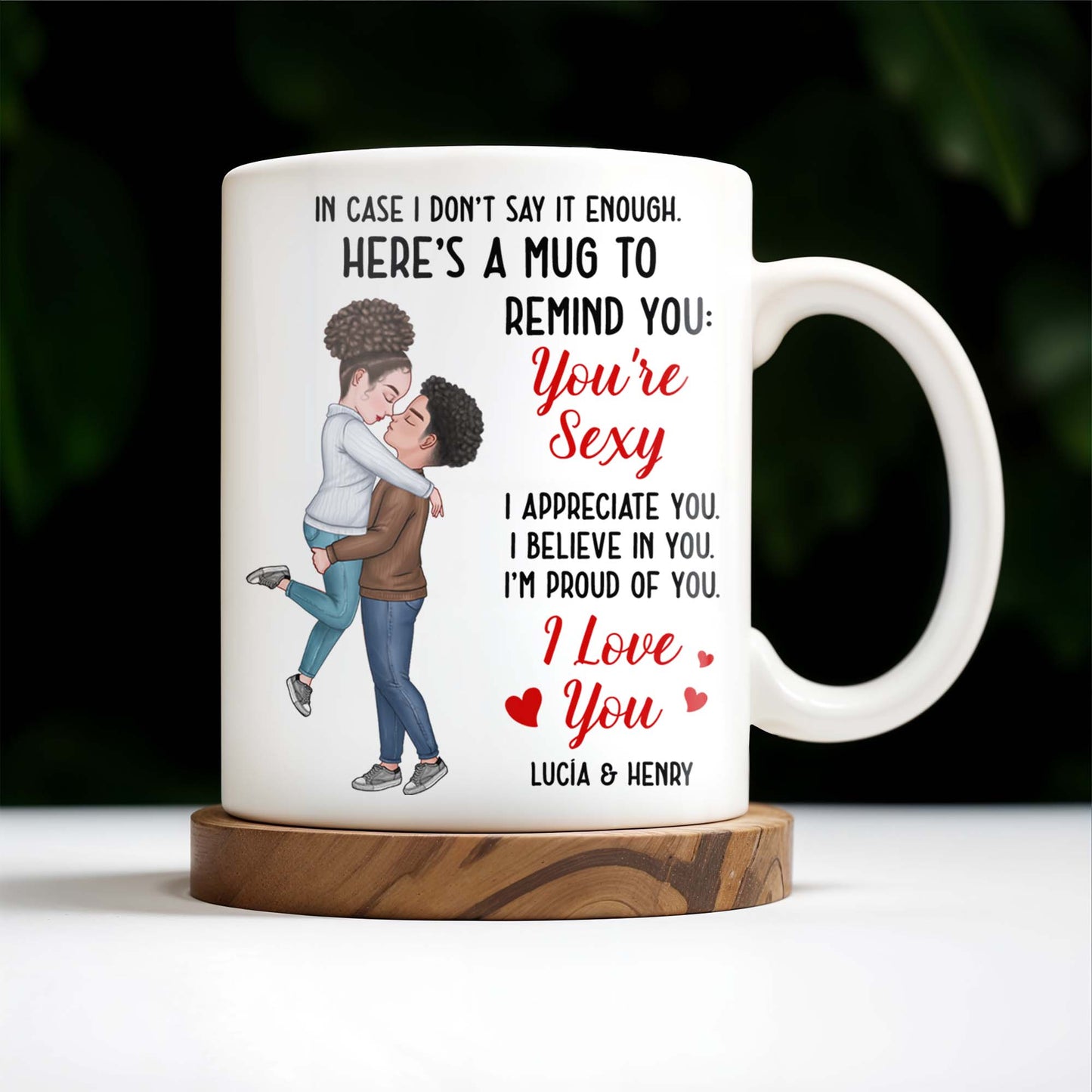 Romantic Couple Hugging Reminder I Love You Mug