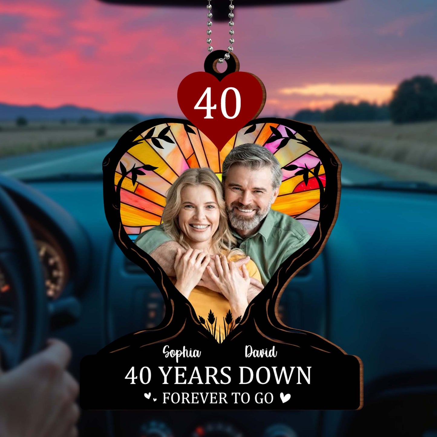 Years Down Forever to Go Heart and Couple Ornament
