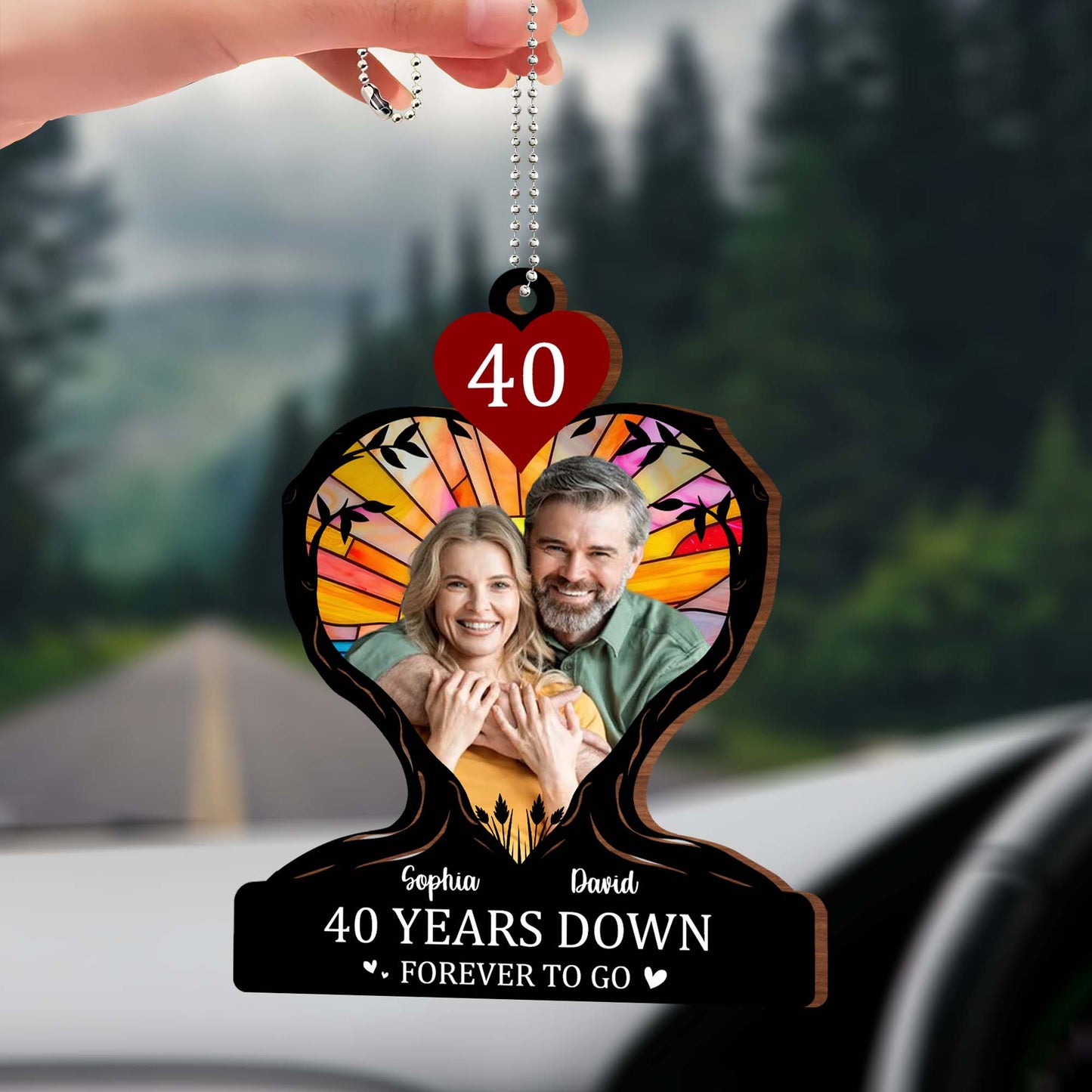 Years Down Forever to Go Heart and Couple Ornament