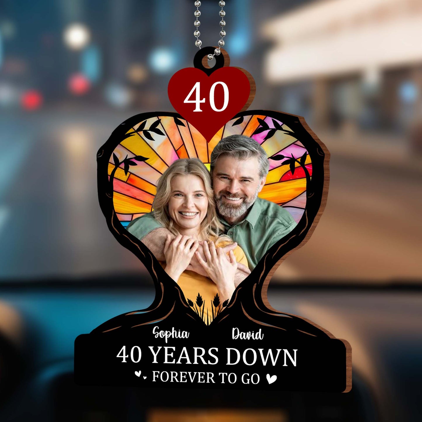 Years Down Forever to Go Heart and Couple Ornament