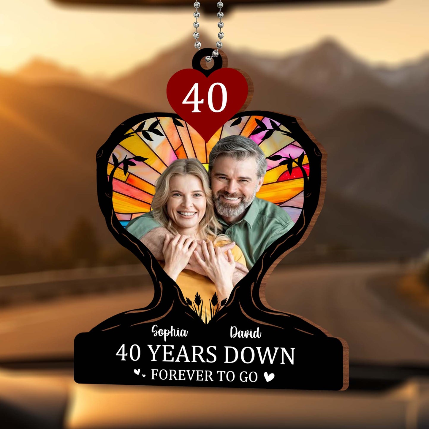 Years Down Forever to Go Heart and Couple Ornament