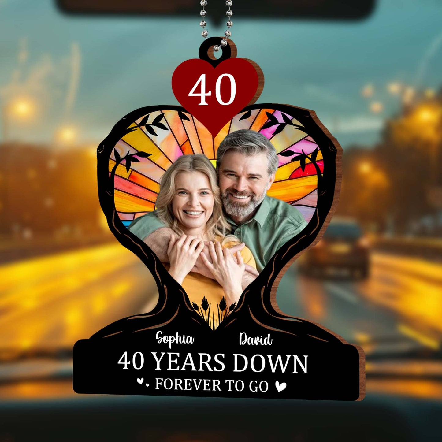 Years Down Forever to Go Heart and Couple Ornament