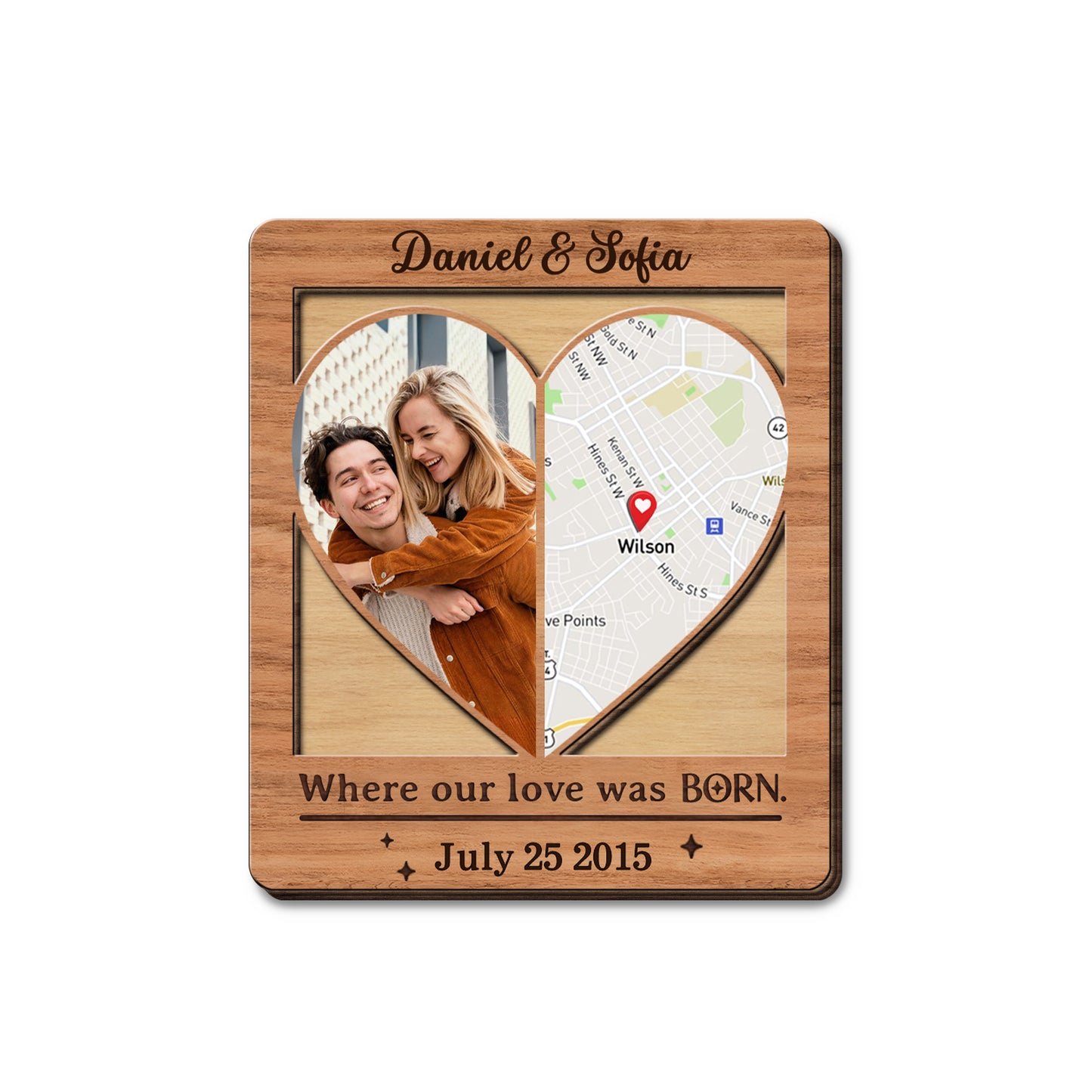Where Our Love Was Born Heart Map Photo Frame