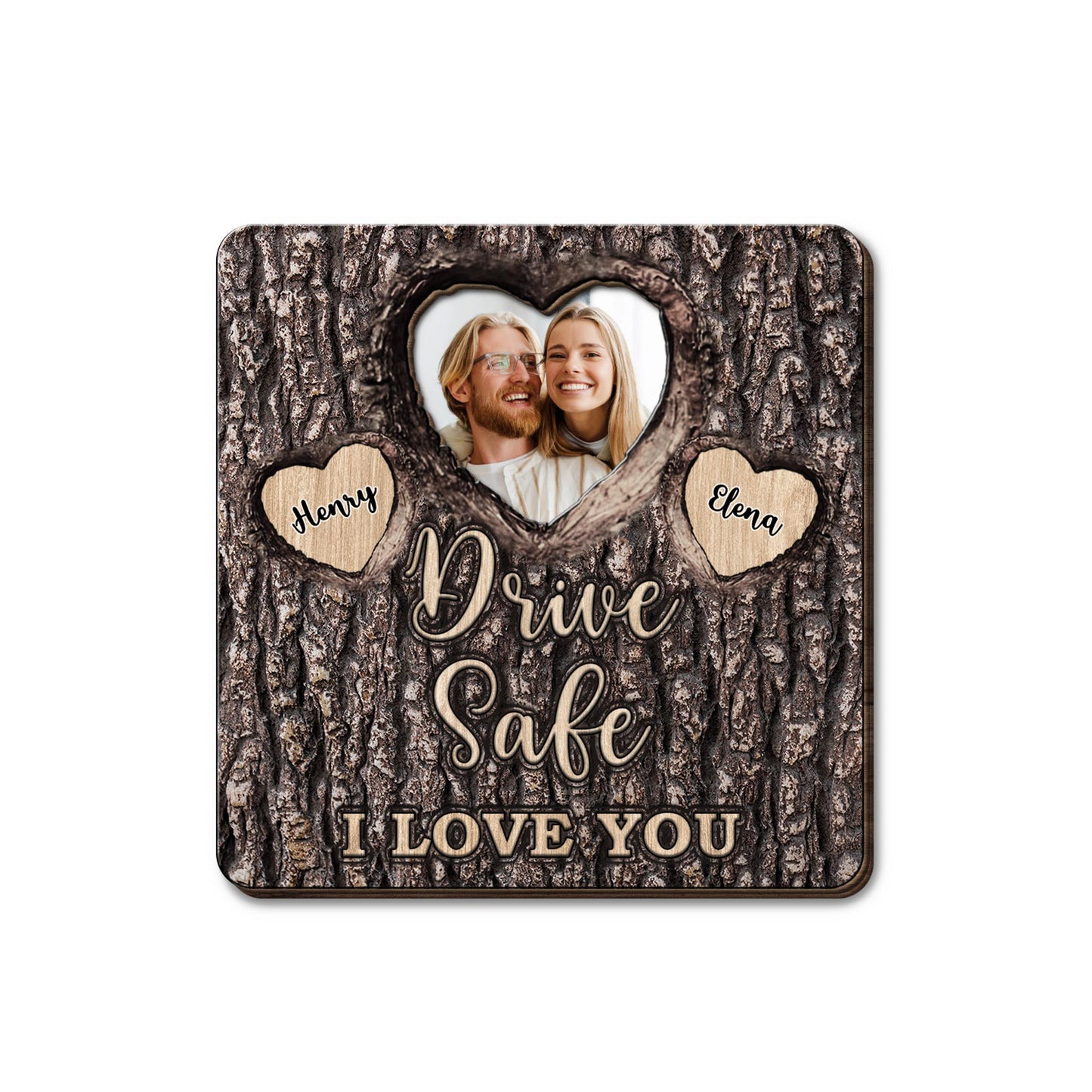 Drive Safe I Love You Visor Clip With Heart Shaped Frame
