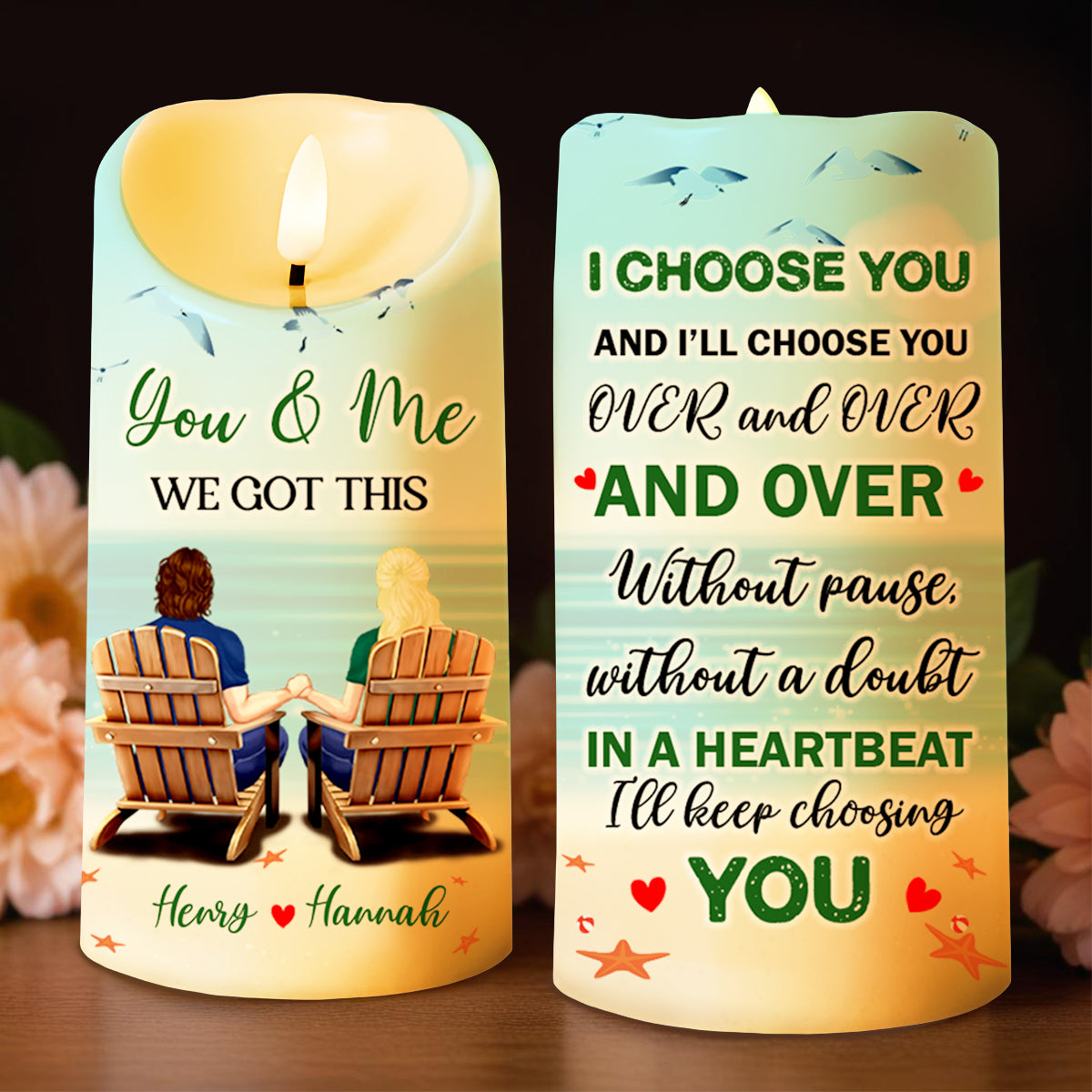 You And Me We Got This, Romantic Beach Chairs Design - Personalized Custom LED Candle - CPL322_LECA