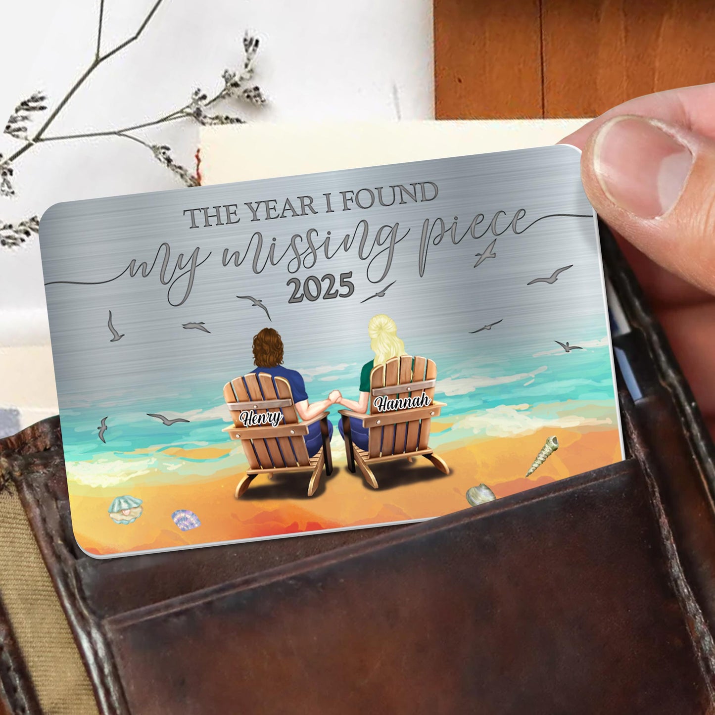 The Year I Found My Missing Piece At The Beach - Personalized Aluminum Wallet Card - CPL323_ALCA