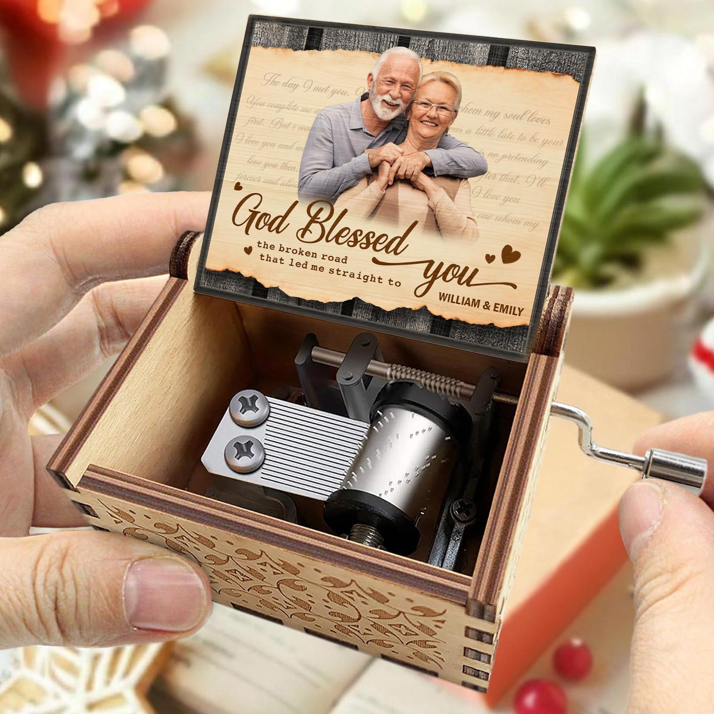 God Blessed You Led Me Straight to You Photo Frame Music Box