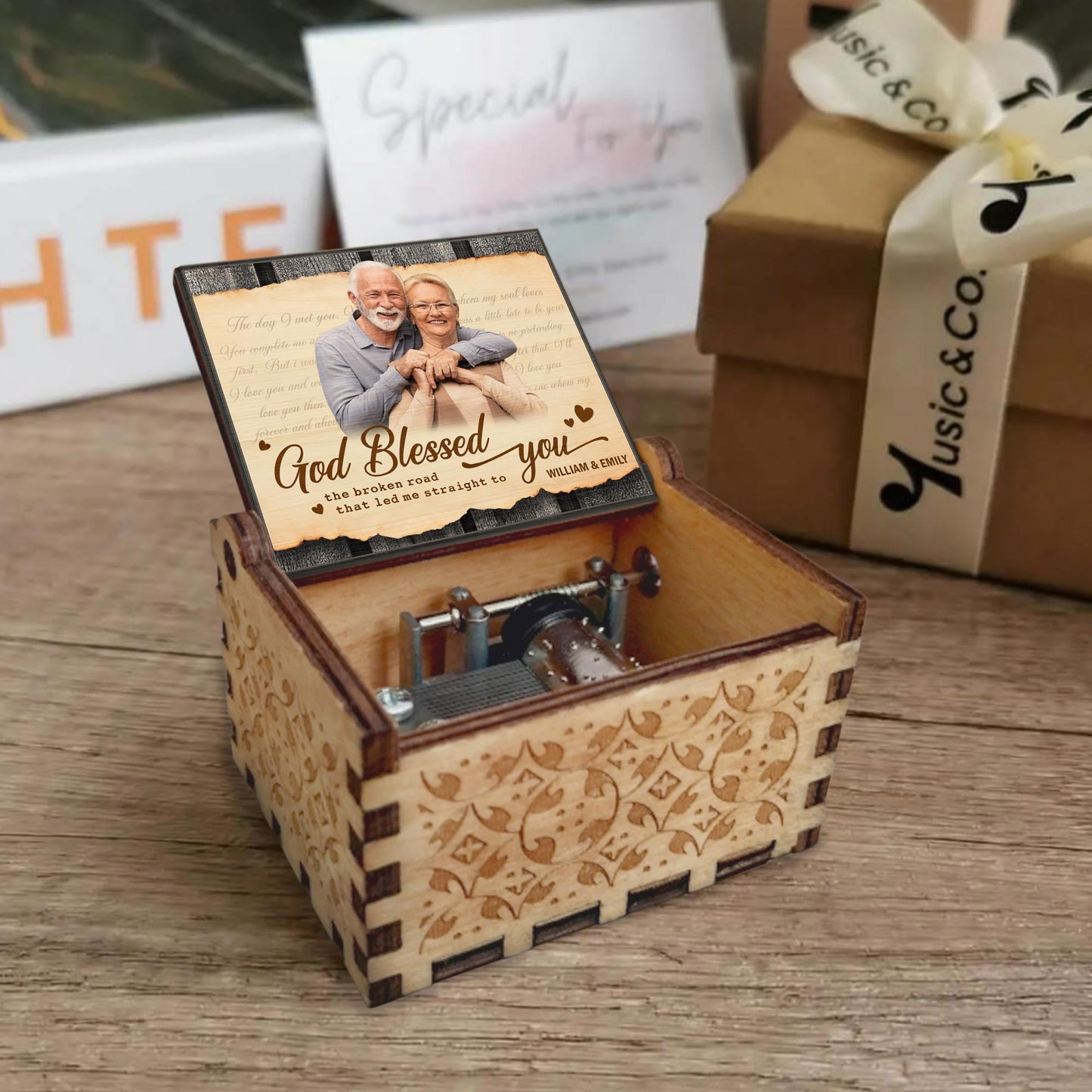God Blessed You Led Me Straight to You Photo Frame Music Box